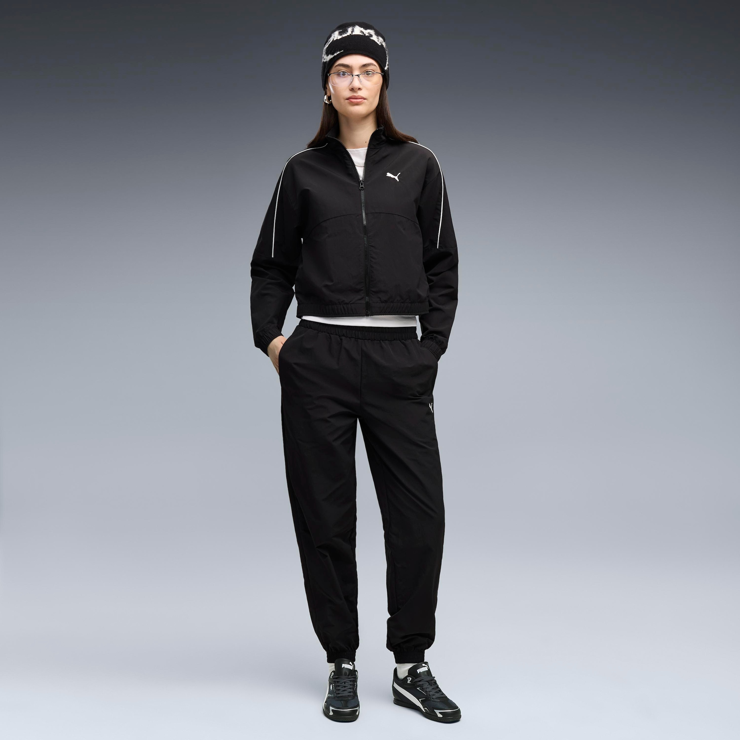 PUMA Jogging »WOVEN STANDARD SUIT CL« 2 ensemble en deux pièces, avec patte de boutonnage, coupe-vent, isolant thermique