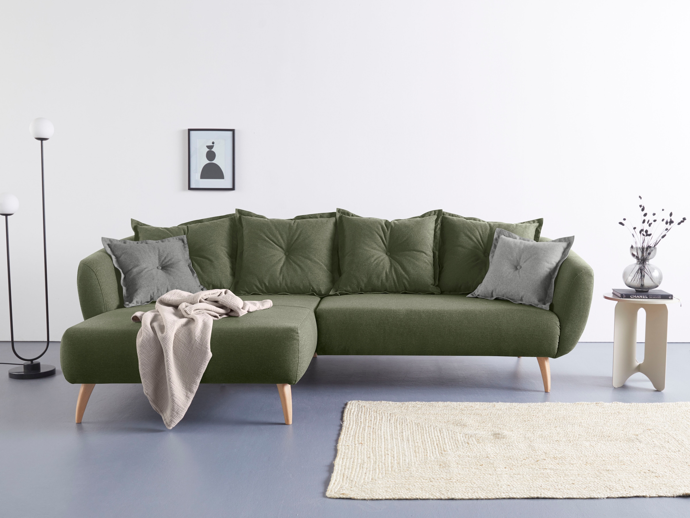 Image of Home affaire Ecksofa "Baggio formschöne Polsterecke, bequem, Breite 277cm, L-Form" Zierkissen inklusive