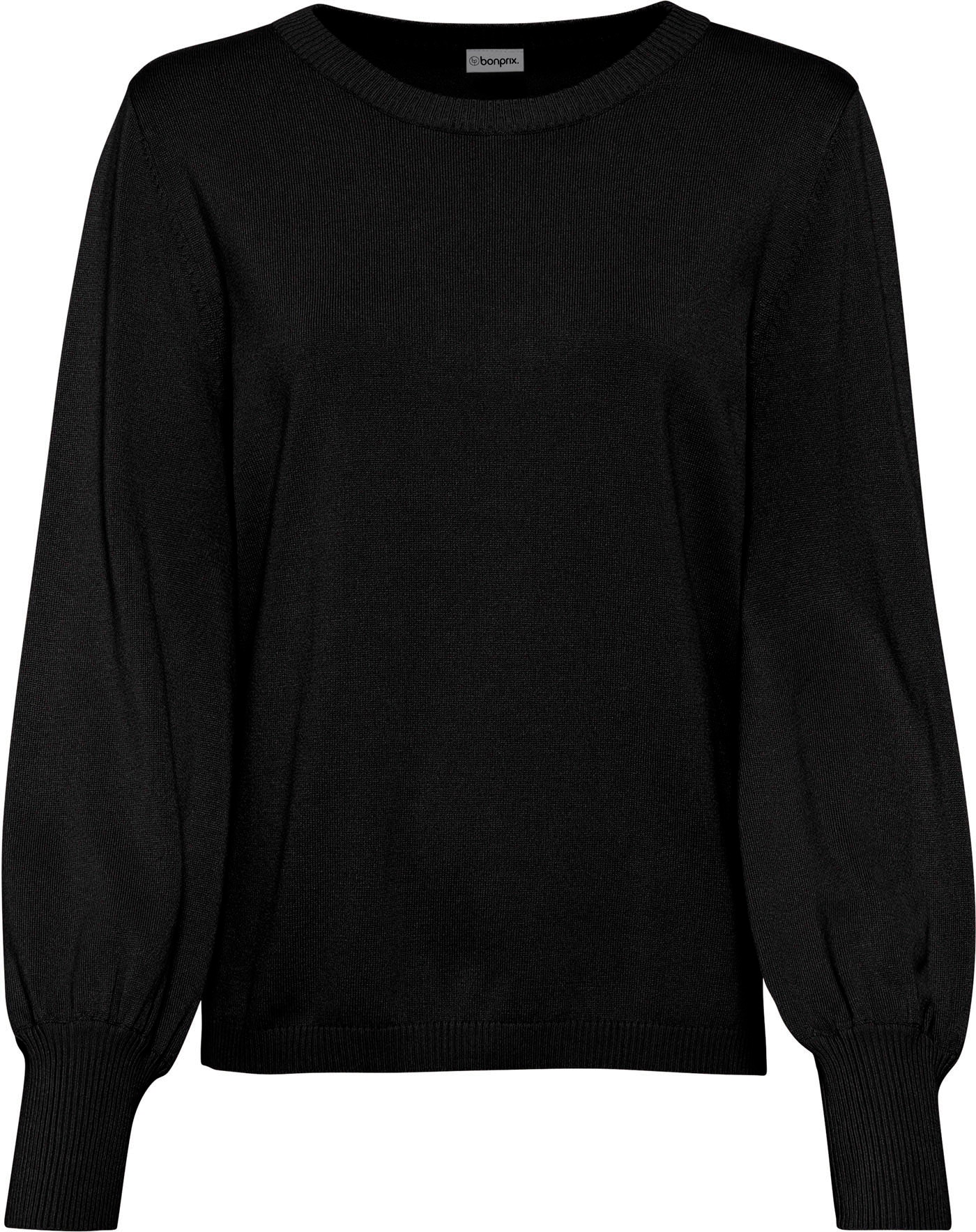 bonprix Pull en tricot aus Viskose und Polyamid, mit Rundhals-Ausschnitt, mit Ballon-Ärmeln