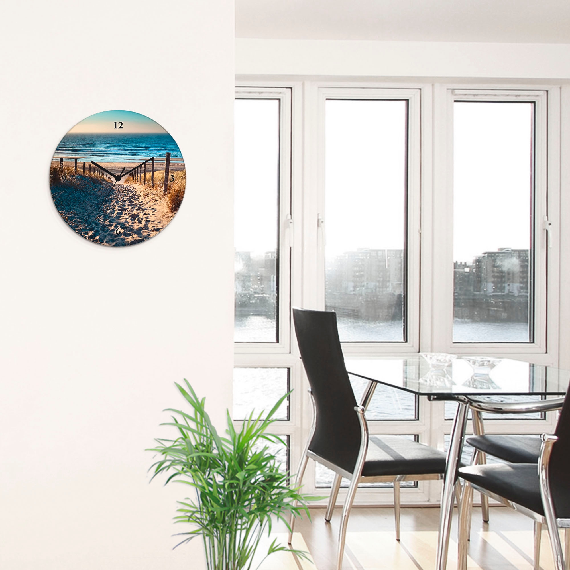 Artland Wanduhr »Weg zum Nordseestrand Sonnenuntergang« wahlweise mit Quarz- oder Funkuhrwerk, lautlos ohne Tickgeräusche