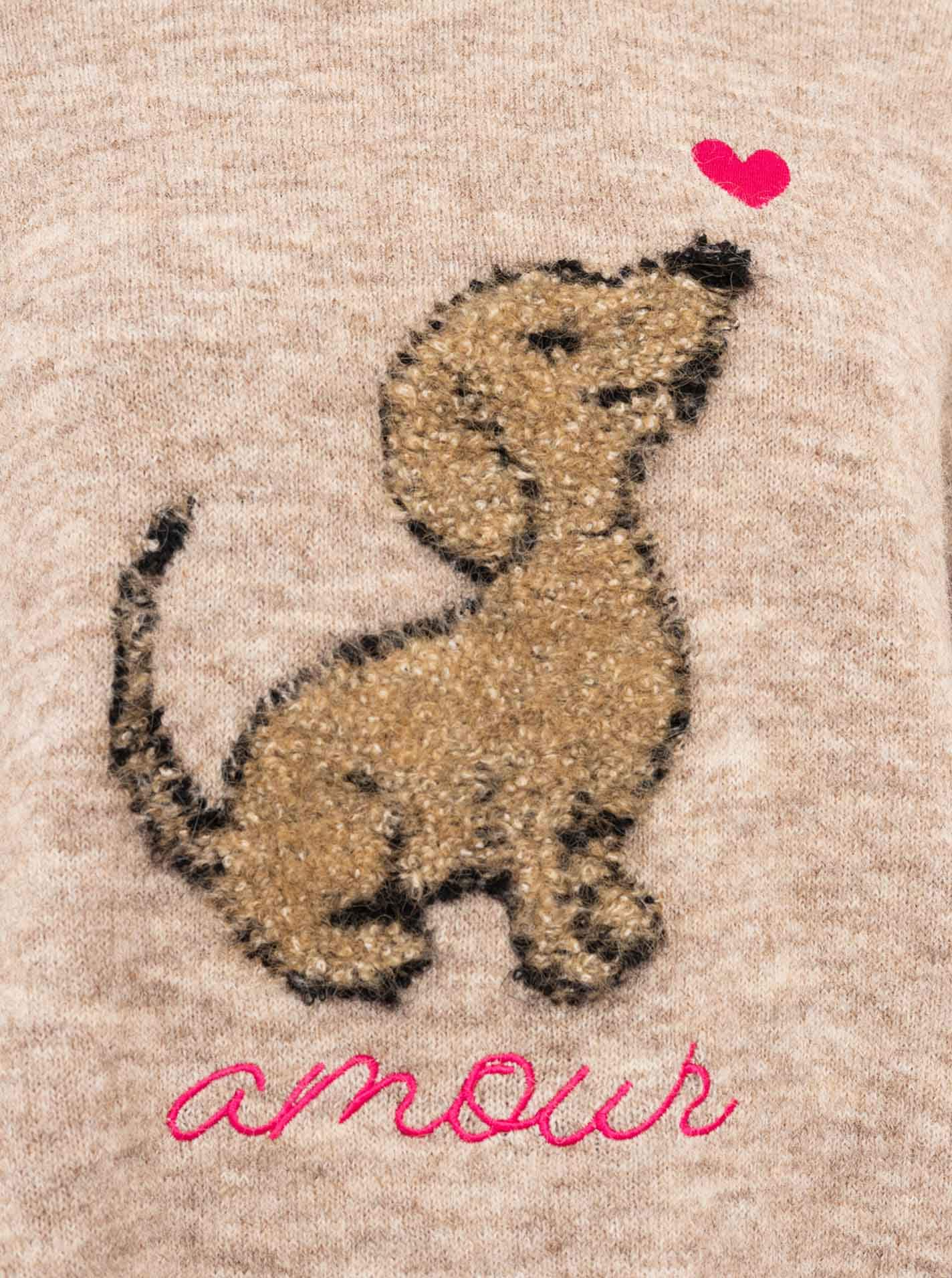 Zwillingsherz Pull en tricot »"Dog Amour"« mit Hundemotiv, Rundhals, oversize, überschnittene Schultern, Strick