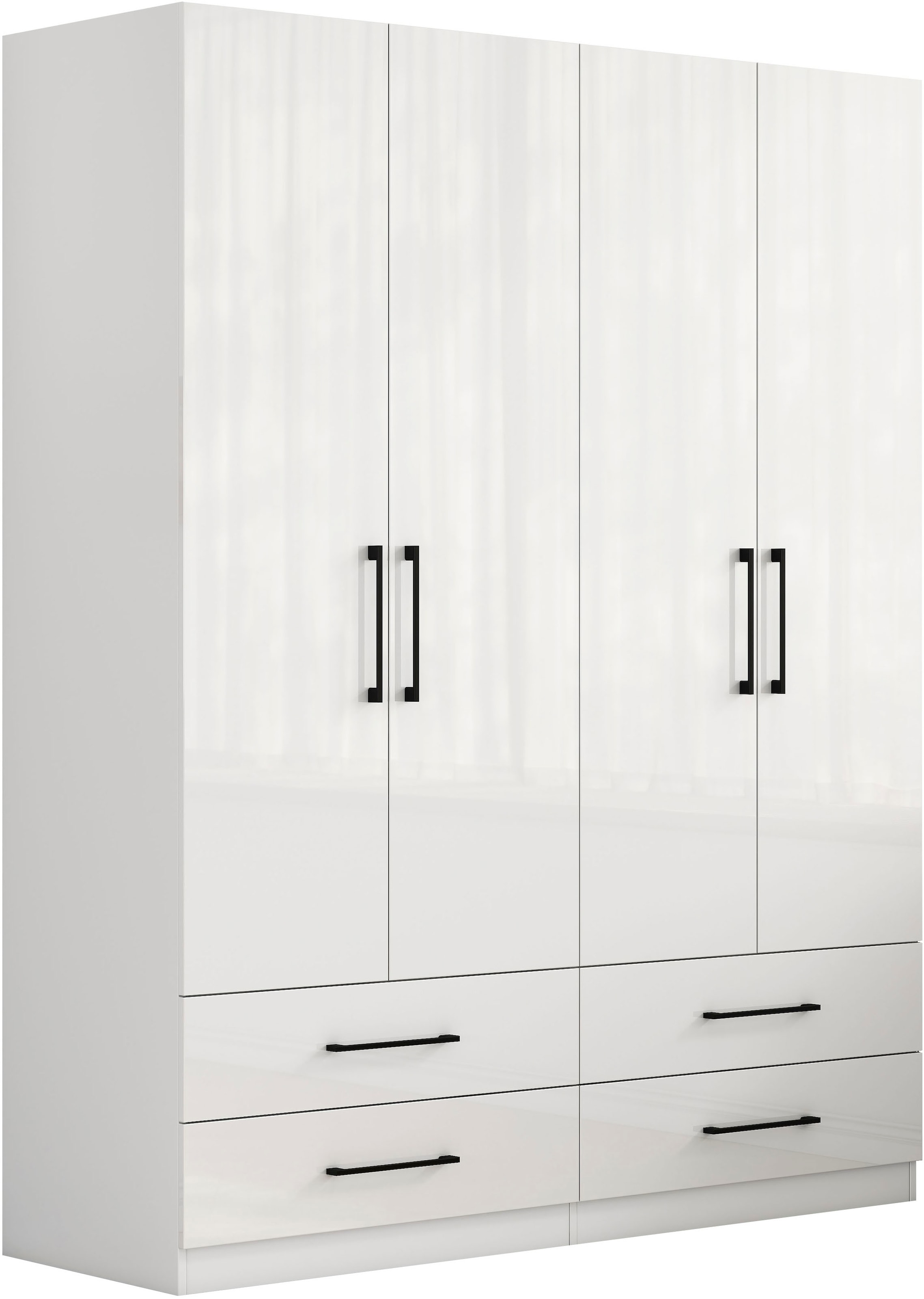 GOODproduct Armoires à vêtements »Sylt Schlafzimmerschrank Garderobe Schrank hochglanz« Drehtürenschrank mit 4 Schubladen und 4 Türen,  Schrank in Breite 160 mit viel Stauraum
