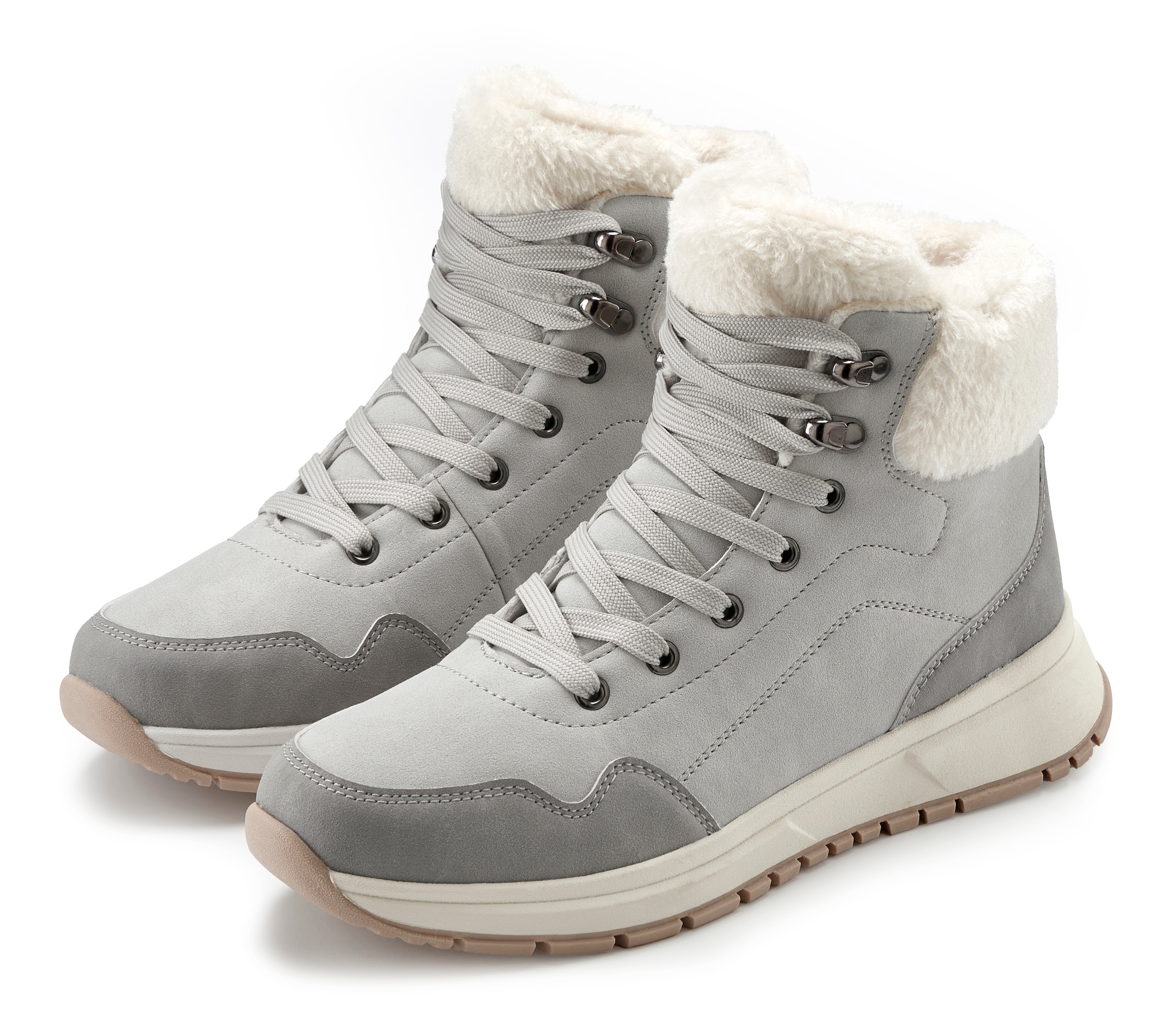 Image of LASCANA Winterstiefelette "High Top Sneaker, Schnürschuh, Boots, Stiefelette" aus wasserabweisendem Material mit Warmfutter VEGAN