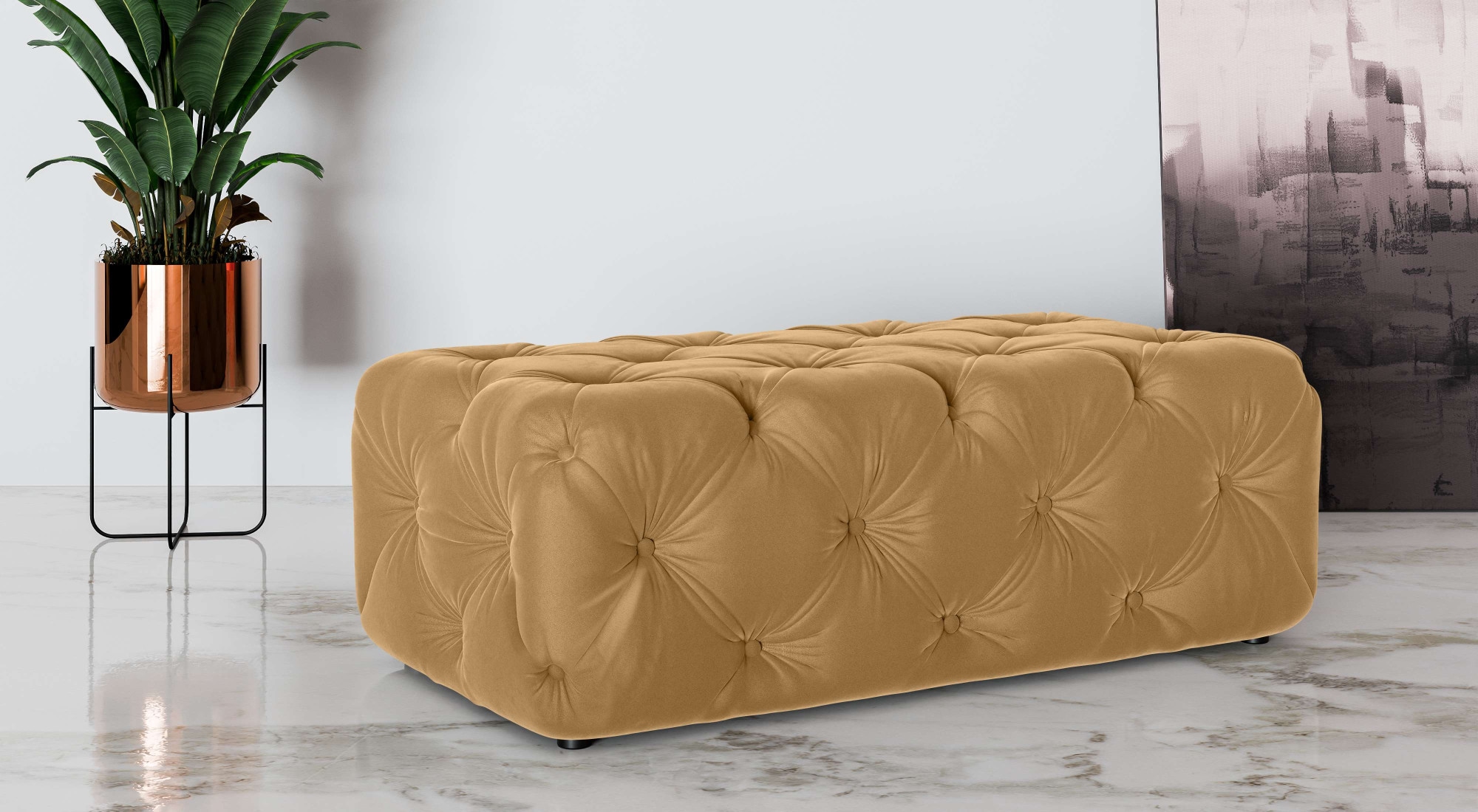 Image of Home affaire Polsterhocker "FOLLINA" Polsterhocker mit klassischer Chesterfield-Knopfheftung