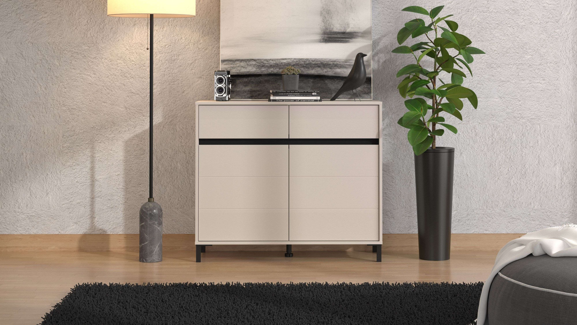 Home affaire Kommode "Marron für Wohnzimmer, Flur, Schlafzimmer" Breite 106 cm, mit 2 Schubladen, hinter Türen 4 Fächer