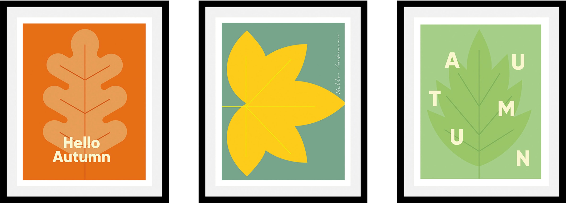 Image of queence Bild "Set Autumn" Abstrakt Pflanzen Pflanzenbilder Schriftzug Schriftzüge 1 Stk. tlg. gerahmt