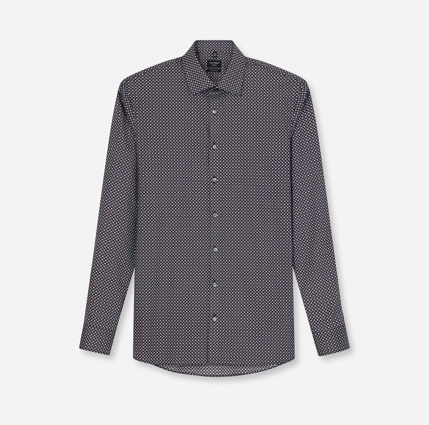 OLYMP Langarmhemd »No 6 six«, super slim, gemustert, Businesshemd, Modern Kentkragen
