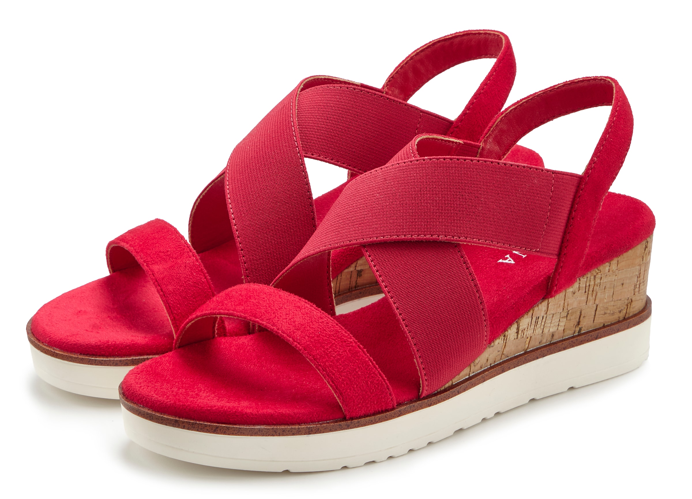 LASCANA Sandalette »Sommerschuh«, Sandale, Sommerschuh mit Keilabsatz und elastischen Riemen VEGAN