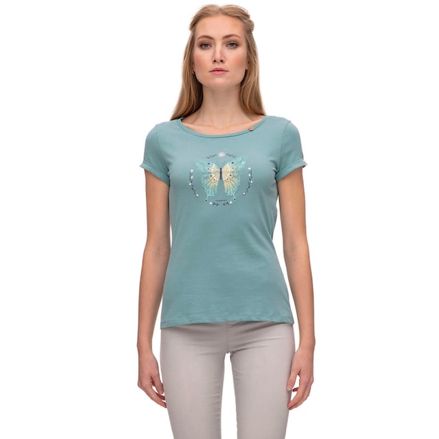 T-Shirt auf mit versandkostenfrei ORGAN«, Ragwear Rundhalsshirt Brust »Shirt FLORAH Schmetterlings-Print der BUTTERFLY auf