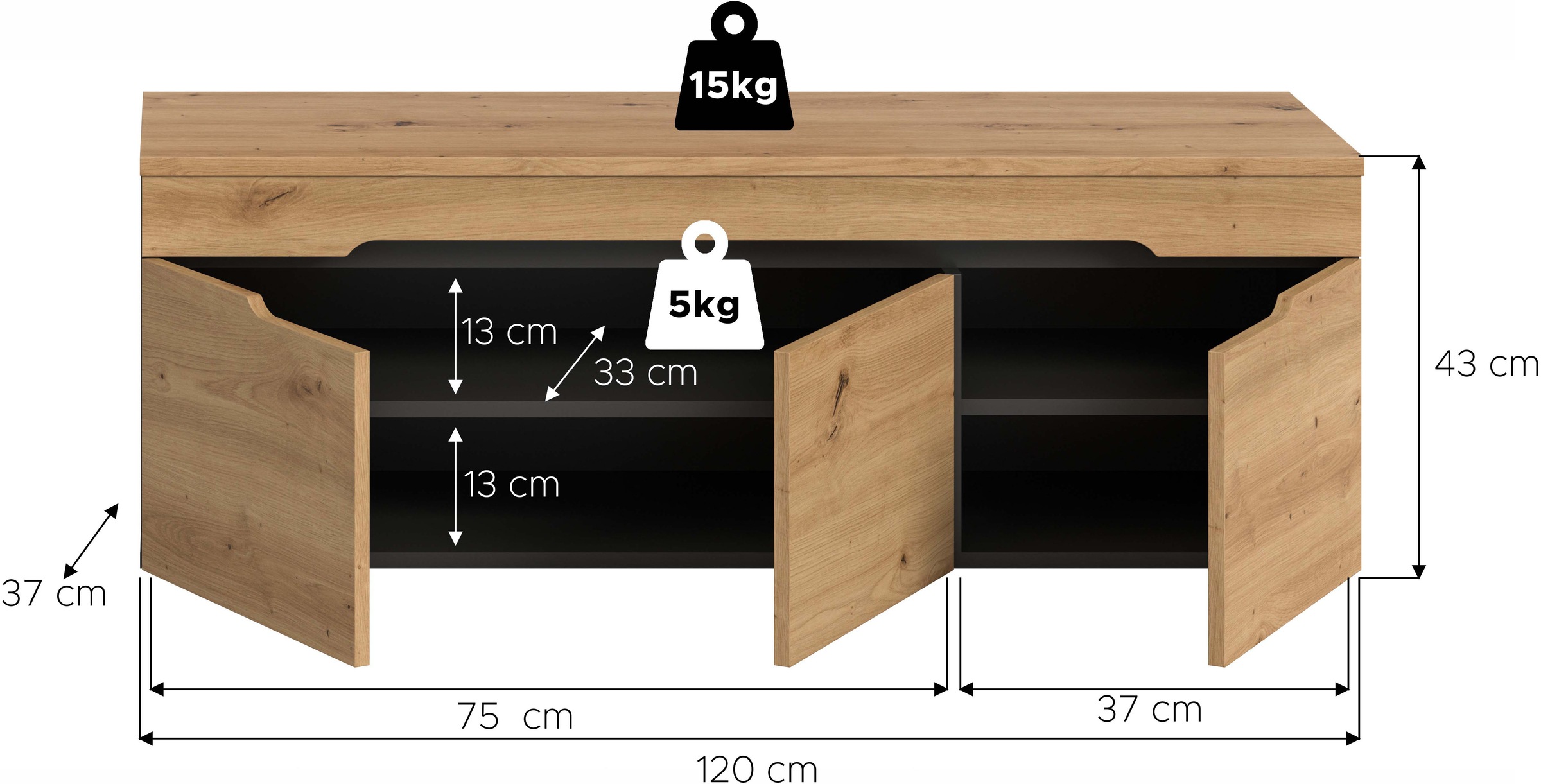 Home affaire Banc »REHAT, TOPSELLER!, Breite 120cm, 3 Türen, 4 Fächer« Capacité env. 10 paires de chaussures,  Banc de vestiaire, banc d'entrée, banc avec rangement, banc