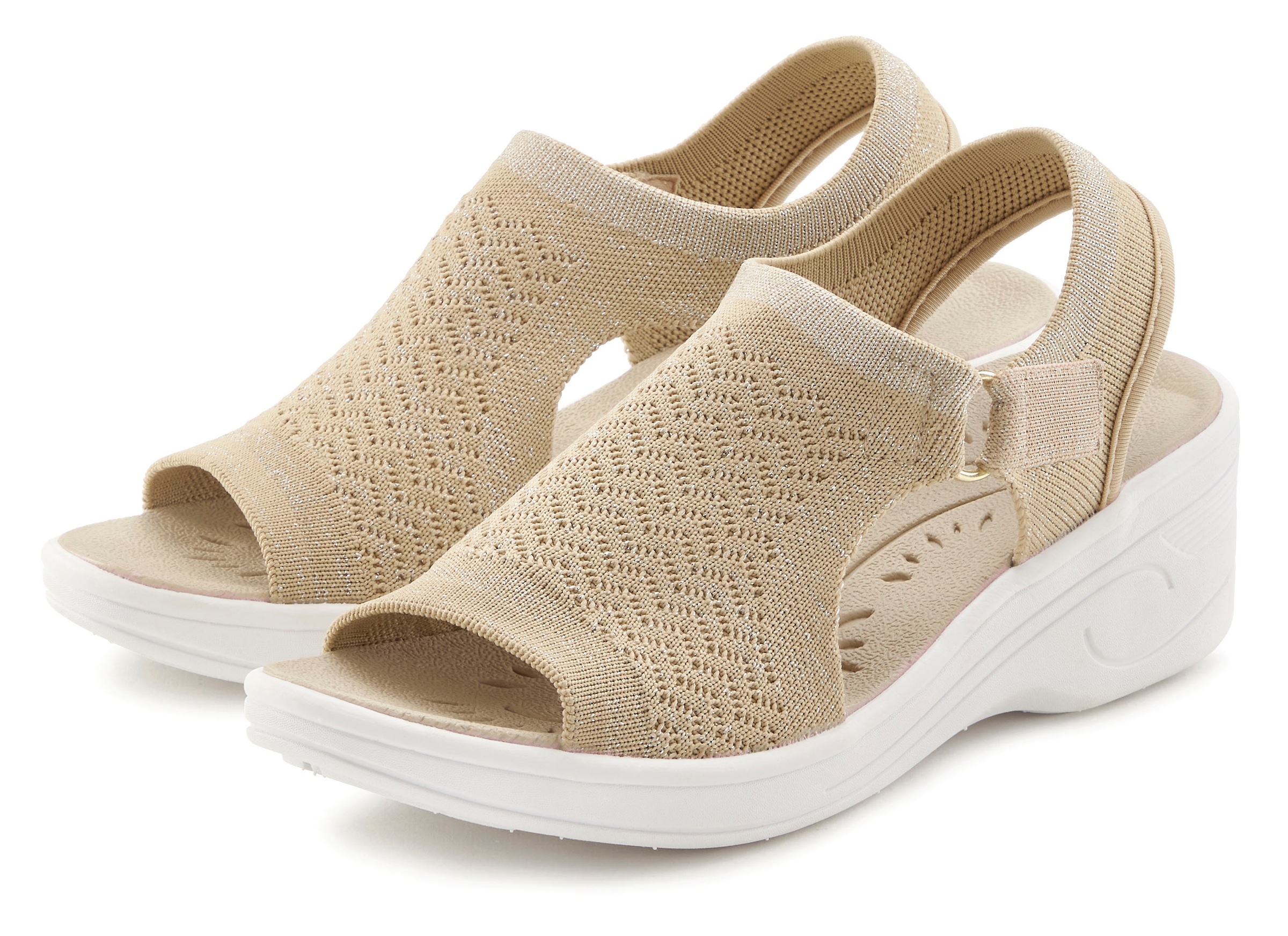 Image of Vivance Sandalette "Sandale, Sommerschuh, offener Schuh, Keilsandalette," NEU mit Keilabsatz und Klettverschluss VEGAN