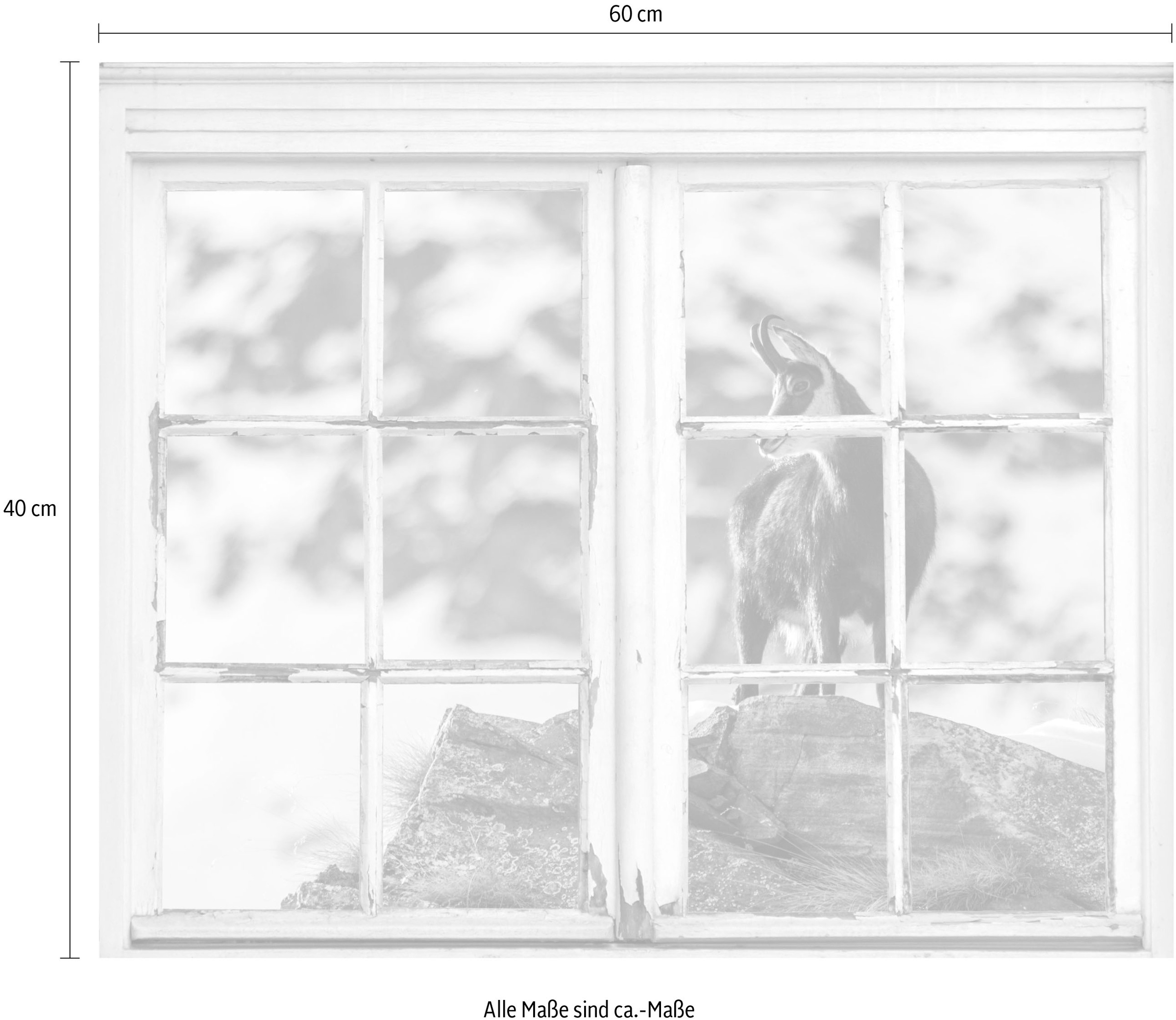 queence Wandsticker »Steinbock« Wandsticker, Wandbild, selbstklebend, 3D, Fenster, Steinbock