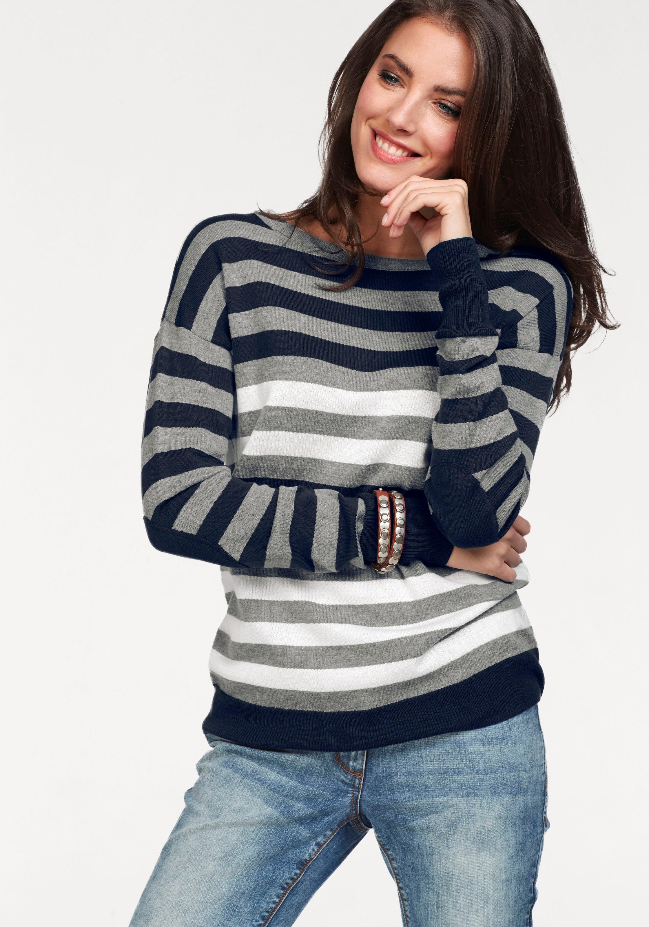 Image of Aniston CASUAL Rundhalspullover, mit kurzer Zierknopfleiste im Rückenteil bei Ackermann Versand Schweiz