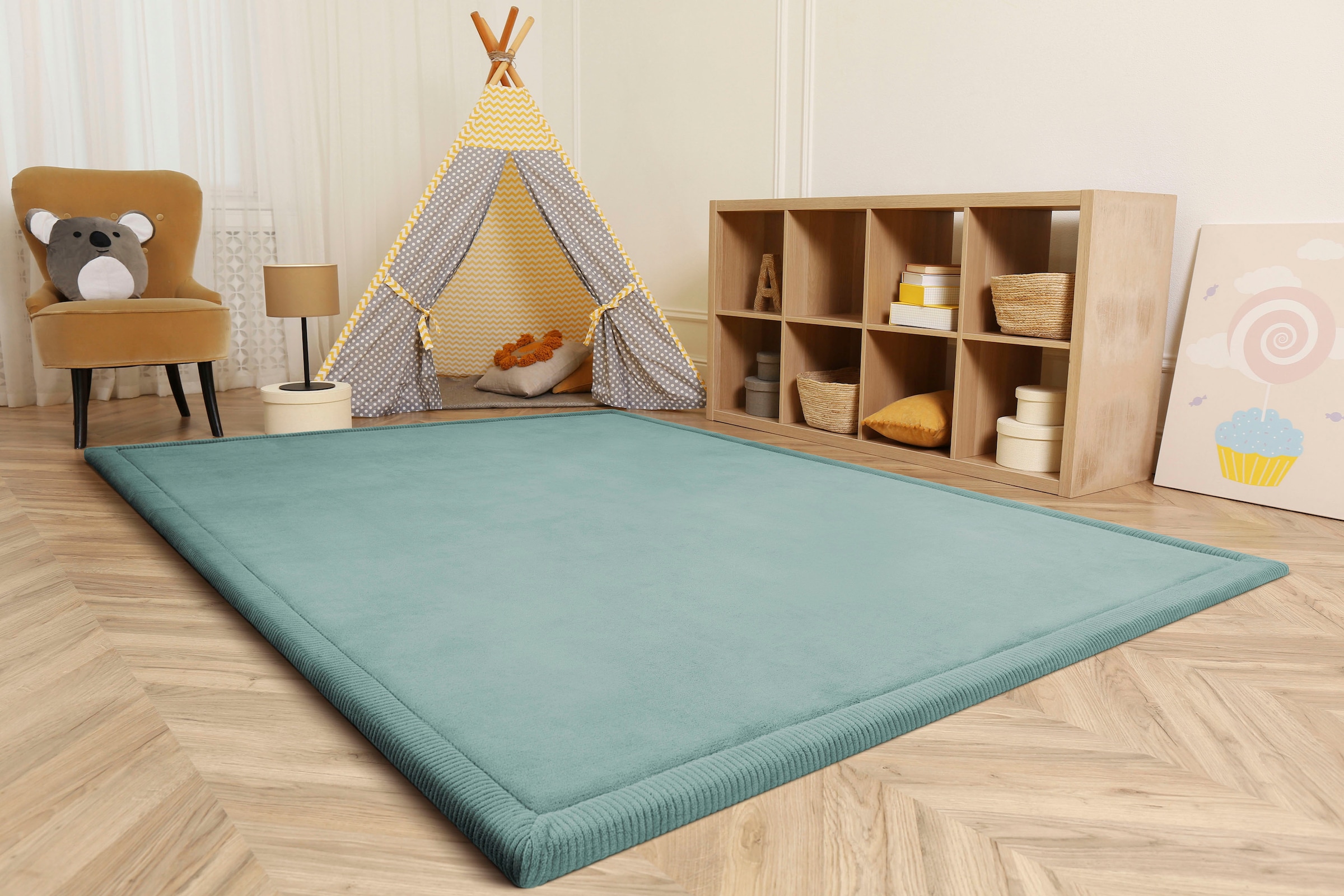 Paco Home Teppich »Tatami 475«, rechteckig, 24 mm Höhe, Kurzflor, Uni-Farben, mit Memory Foam, waschbar