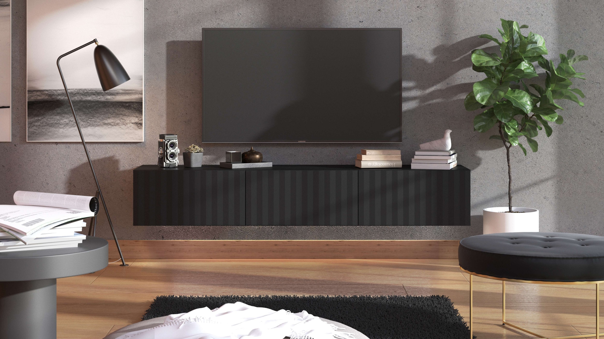 INOSIGN Lowboard »Antibes TV-Lowboard, Breite 192/154/128 cm, TV-Schrank«, TV-Kommode, 3D-Fronten, Push-To-Open-Funktion, Wandmonatage