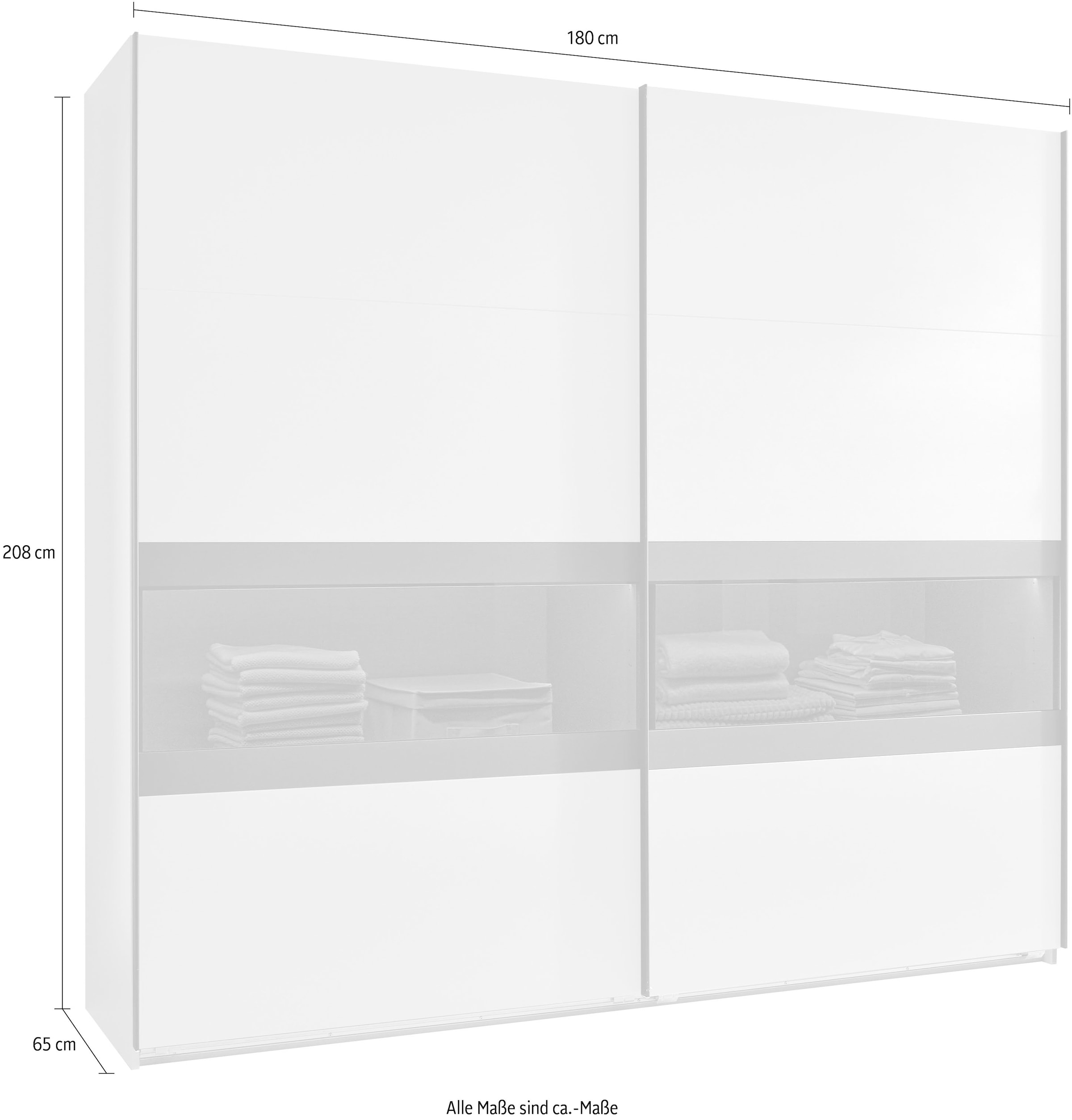 Wimex Schwebetürenschrank »Easy Plus, Kleiderschrank Made in Germany«, mit Glaseinsatz/ Rauchglas, viele Breiten zur Auswahl, schwarze Griffe