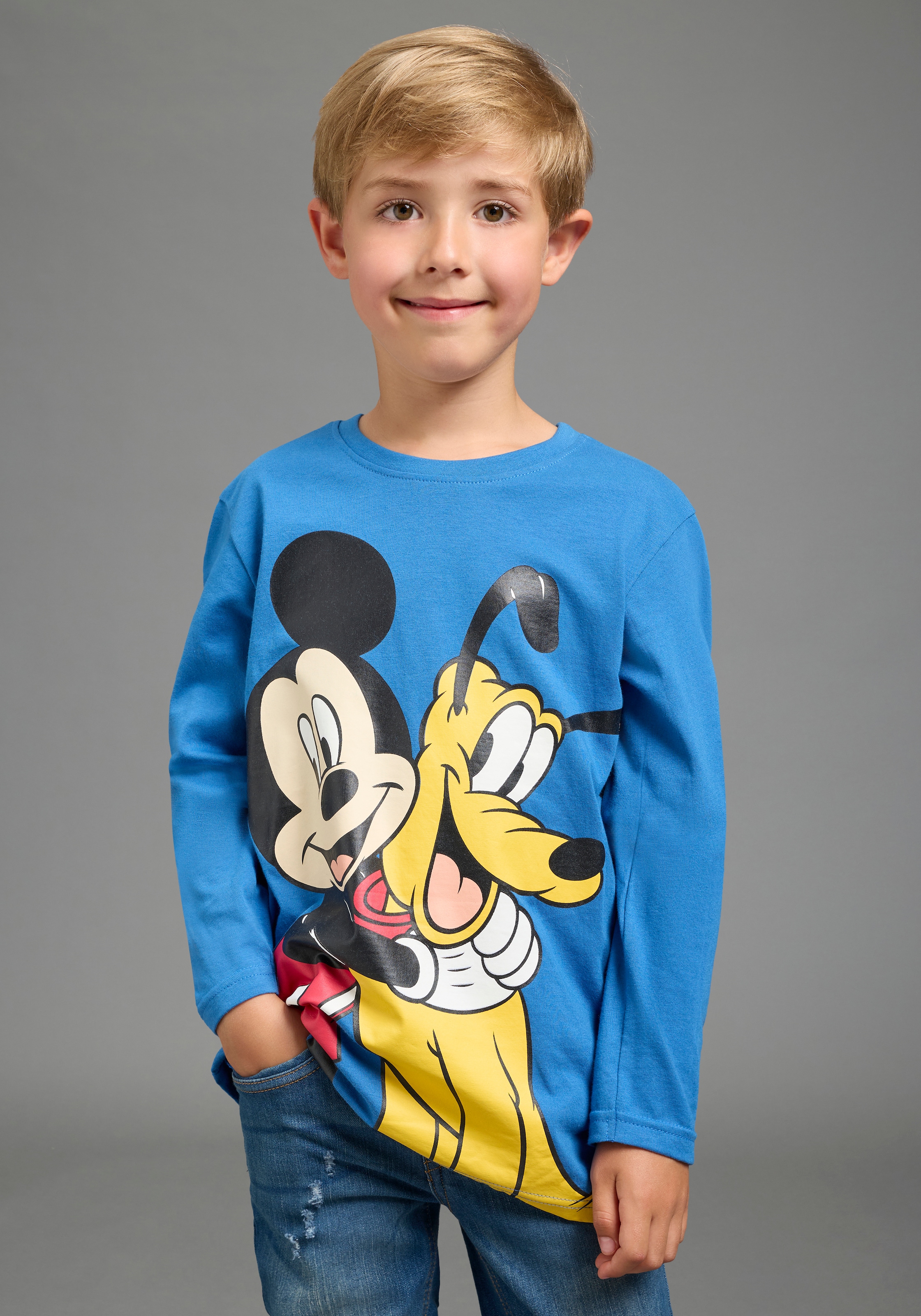 Image of KIDSWORLD Langarmshirt "Mickey&Goofy Shirt, Disney" Disney-Shirt, Langarm, bedruckte Optik, für Kinder