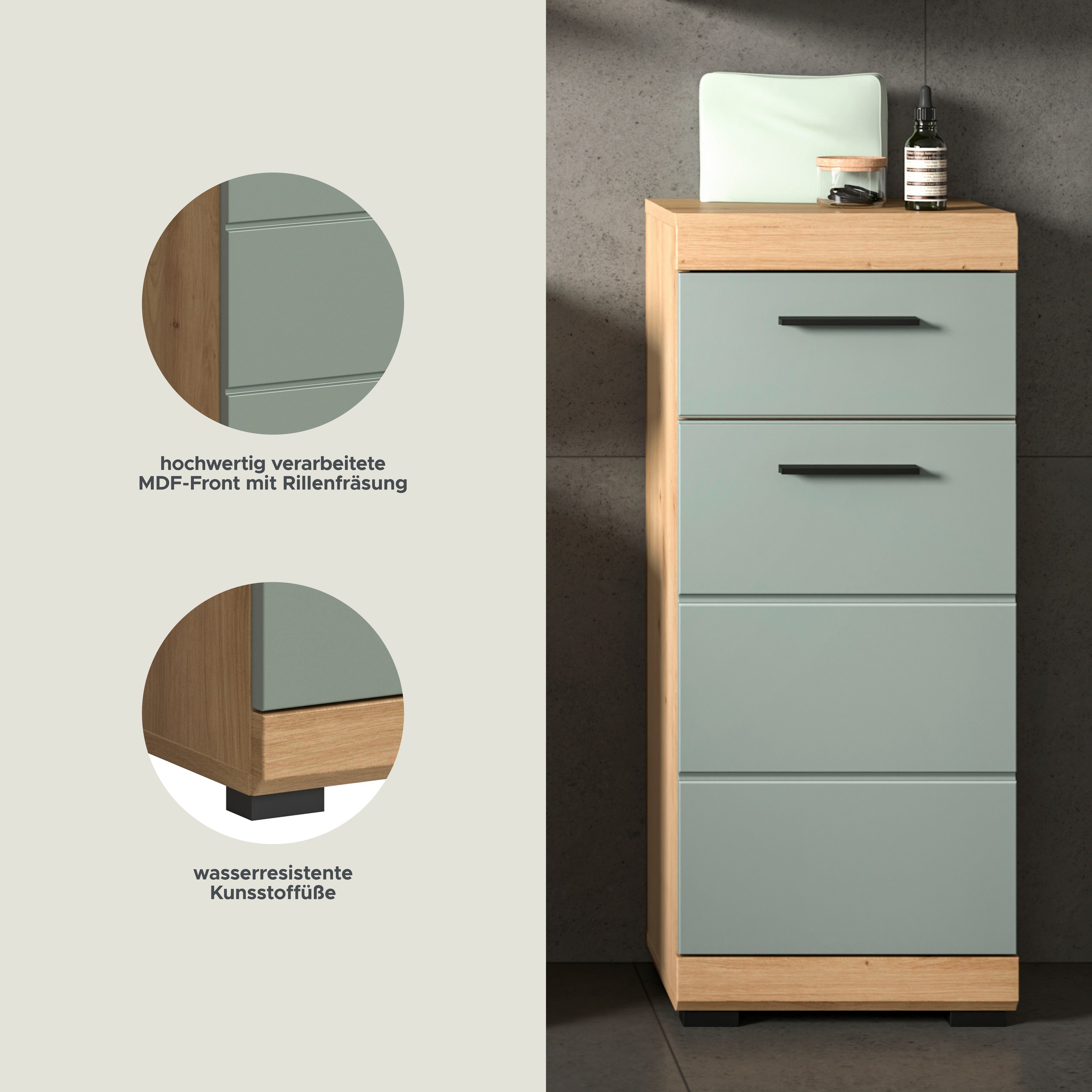 welltime Unterschrank »SIENA, Breite 37cm, 1 Tür, 1 Schubkasten, 2 Fächer, MDF-Front« TOPSELLER!, 1 Stk. tlg. in verschiedenen Farben erhältlich, Badmöbel, Badschrank, Kommode, Bad