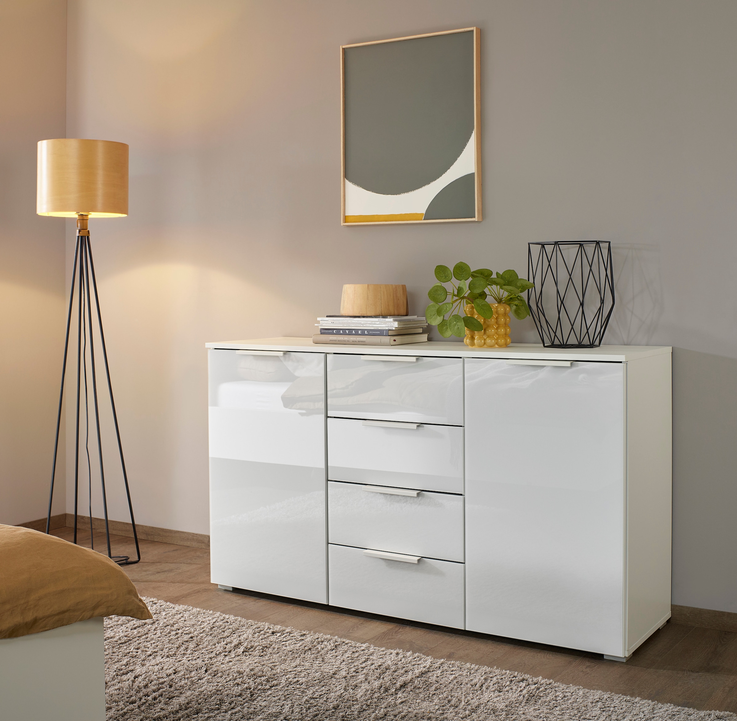 rauch Commode à tiroirs »Sideboard Kommode Kombikommode KOLUNA mit Glasfront« Largeur 120 cm avec façade en verre de qualité,  quatre grands tiroirs, avec au total 4 tablettes MADE IN GERMANY