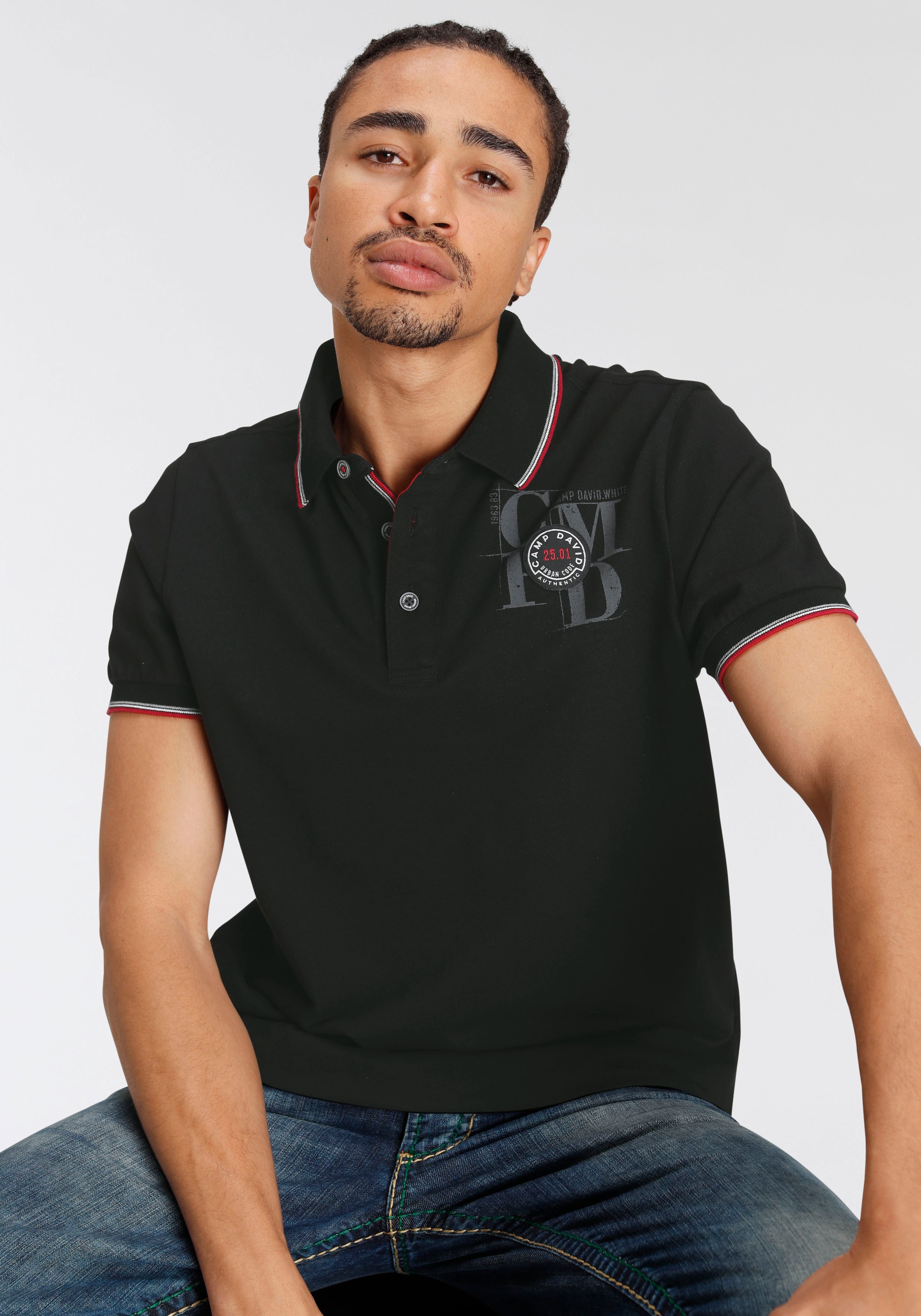 Image of CAMP DAVID Poloshirt, mit Logostickerei bei Ackermann Versand Schweiz