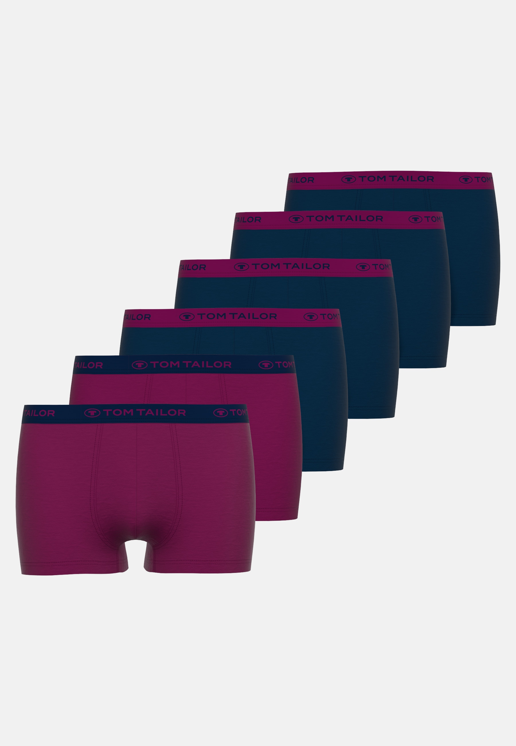 TOM TAILOR Boxershorts »Buffer«, (6er Pack), feuchtigkeitsregulierend, eng, atmungsaktiv, Logobund, Baumwollmix