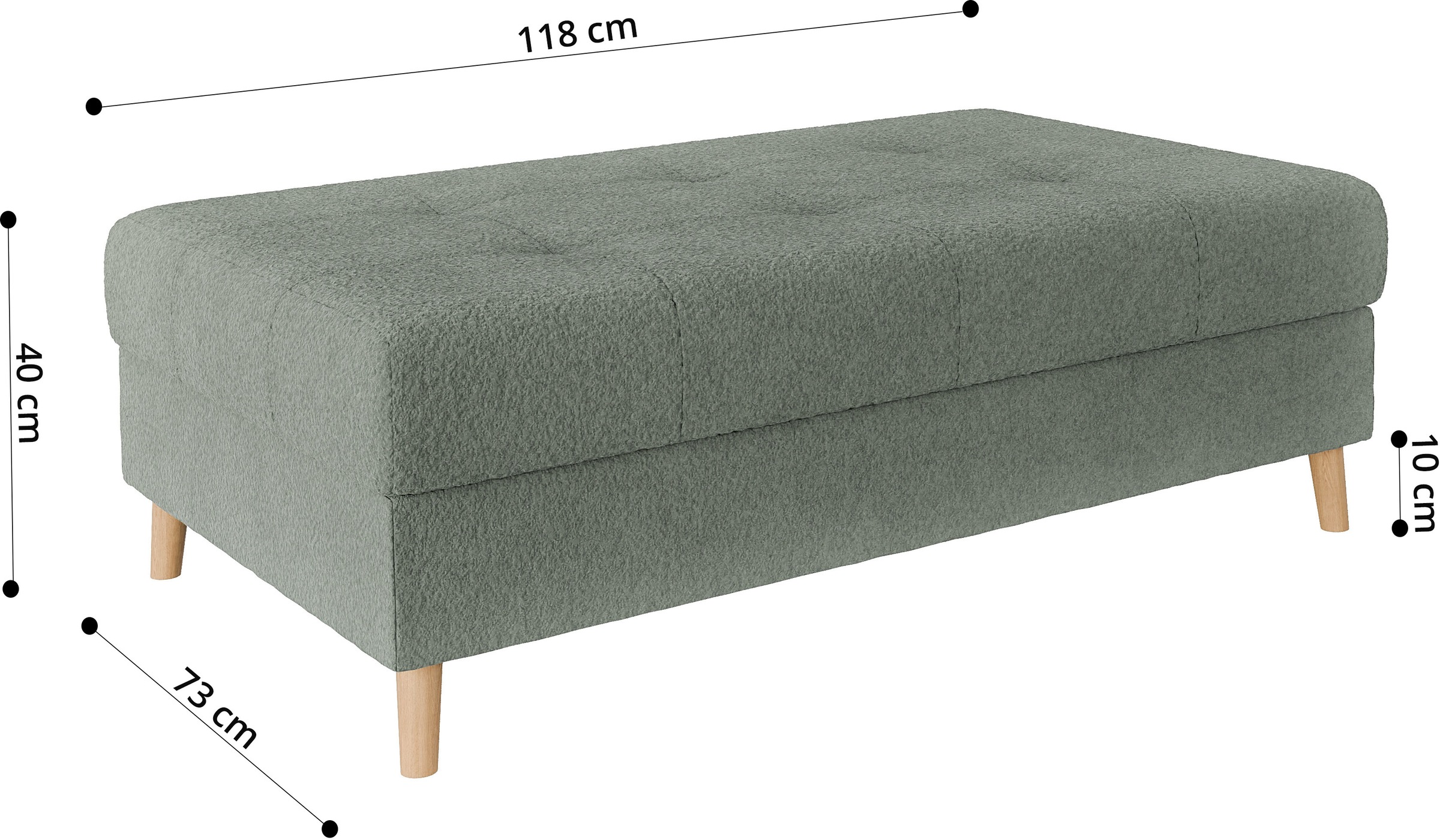 Home affaire Polsterhocker »CHARRE XXL, Steppung im Sitzbereich, Masse: B/T/H: 118/73/40 cm«, passend zur Serie CHARRE, auch in Cord und Bouclé