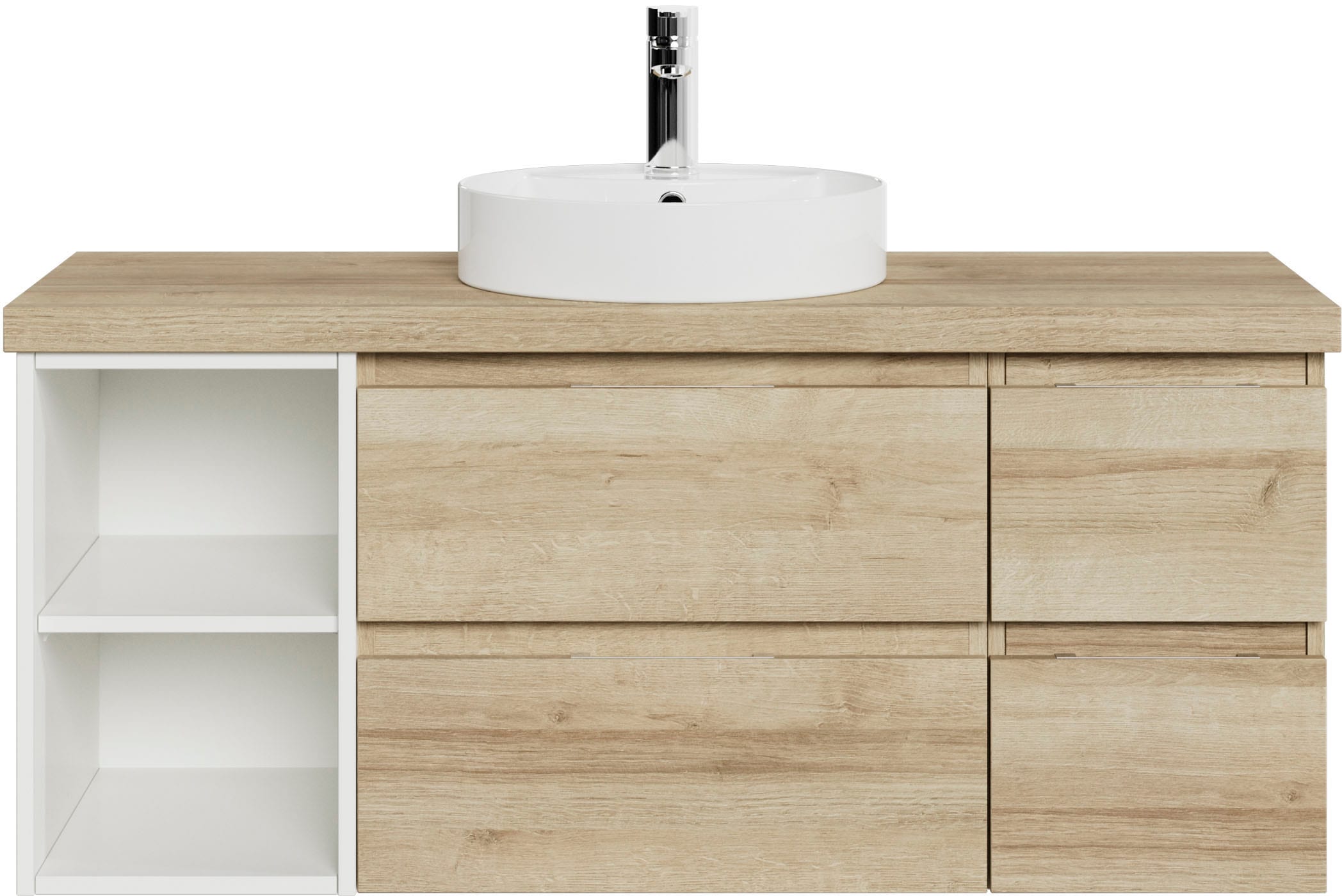 Image of Saphir Waschtisch "Serie 4035 Keramik-Aufsatzbecken mit Unterschrank, 118 cm breit" Waschplatz, 4 Schubladen, inkl. Schubladendämpfer, mit Griffuge