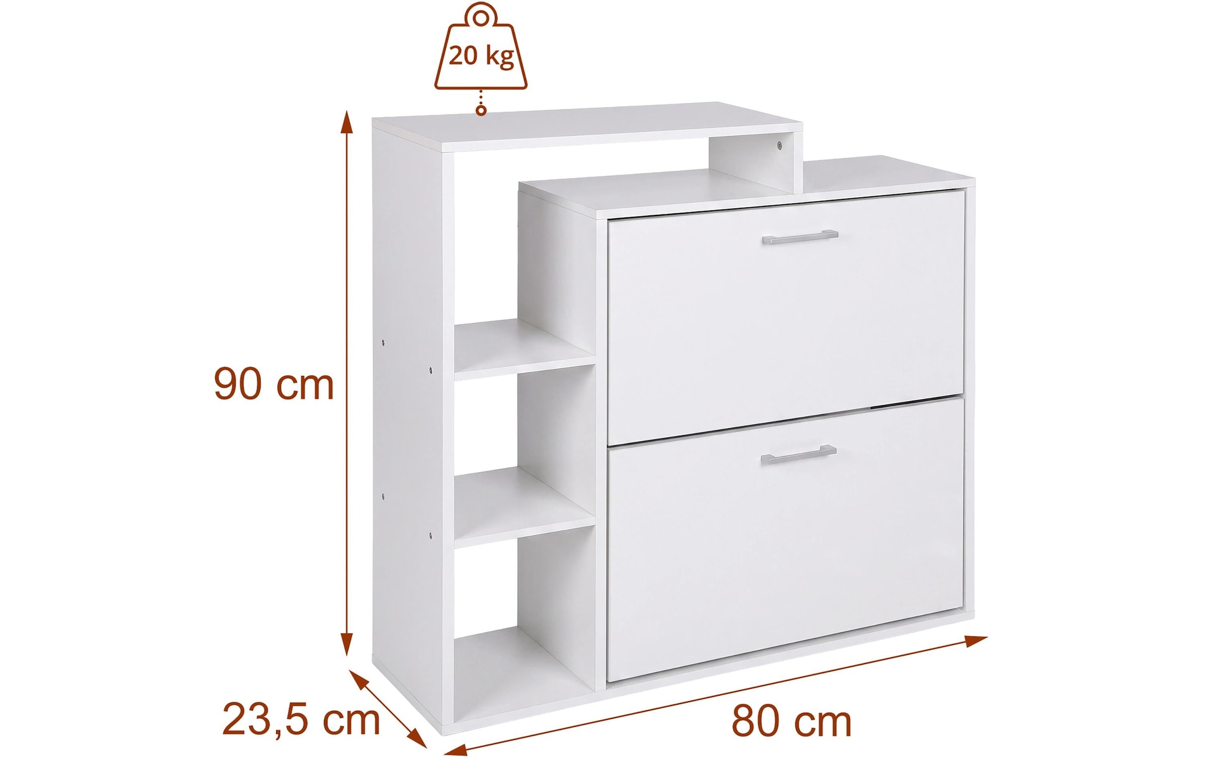 relaxdays Armoire à chaussures »relaxdays Schuhkipper 80 x 90 cm, Silber/Weiss«