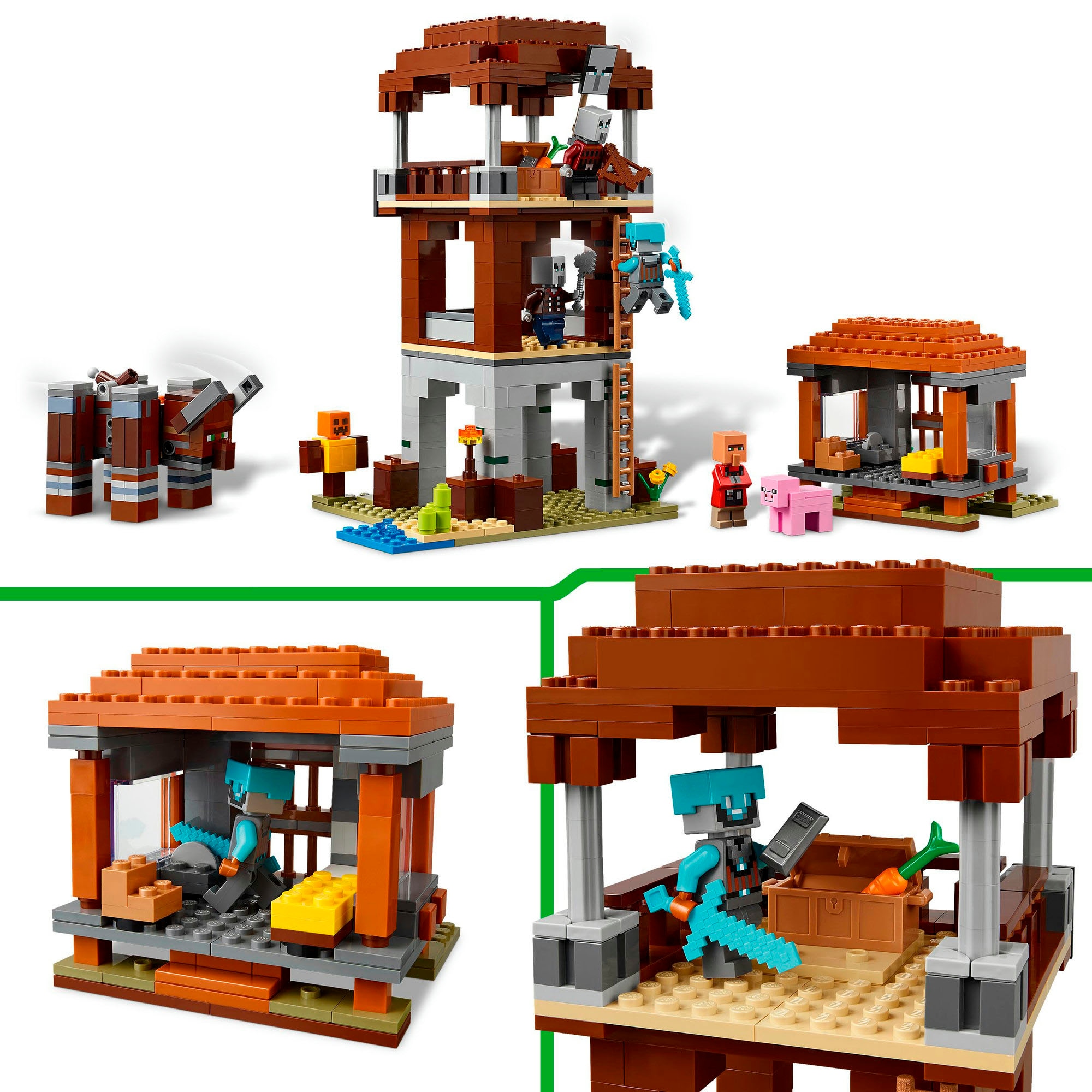 LEGO® Konstruktionsspielsteine »Ein Verwüster am Plünderer-Aussenposten (21278), LEGO Minecraft« Made in Europe