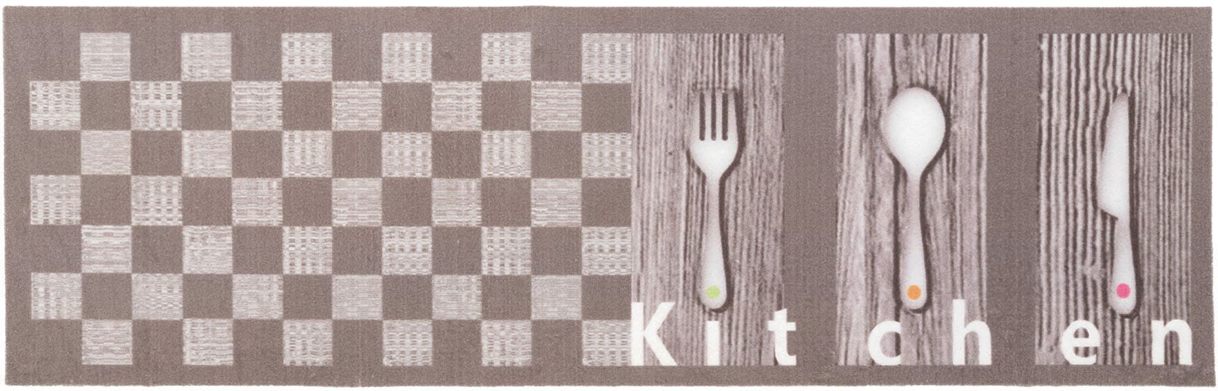 Primaflor-Ideen in Textil Küchenläufer »KITCHEN«, rechteckig, mit Schriftzug & Motiv Besteck, rutschhemmend, waschbar, Küche