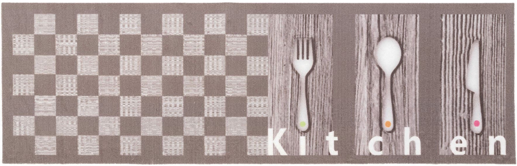 Image of Primaflor-Ideen in Textil Küchenläufer »KITCHEN«, rechteckig, 5 mm Höhe, mit Schriftzug & Motiv Besteck, rutschhemmend, waschbar, Küche bei Ackermann Versand Schweiz