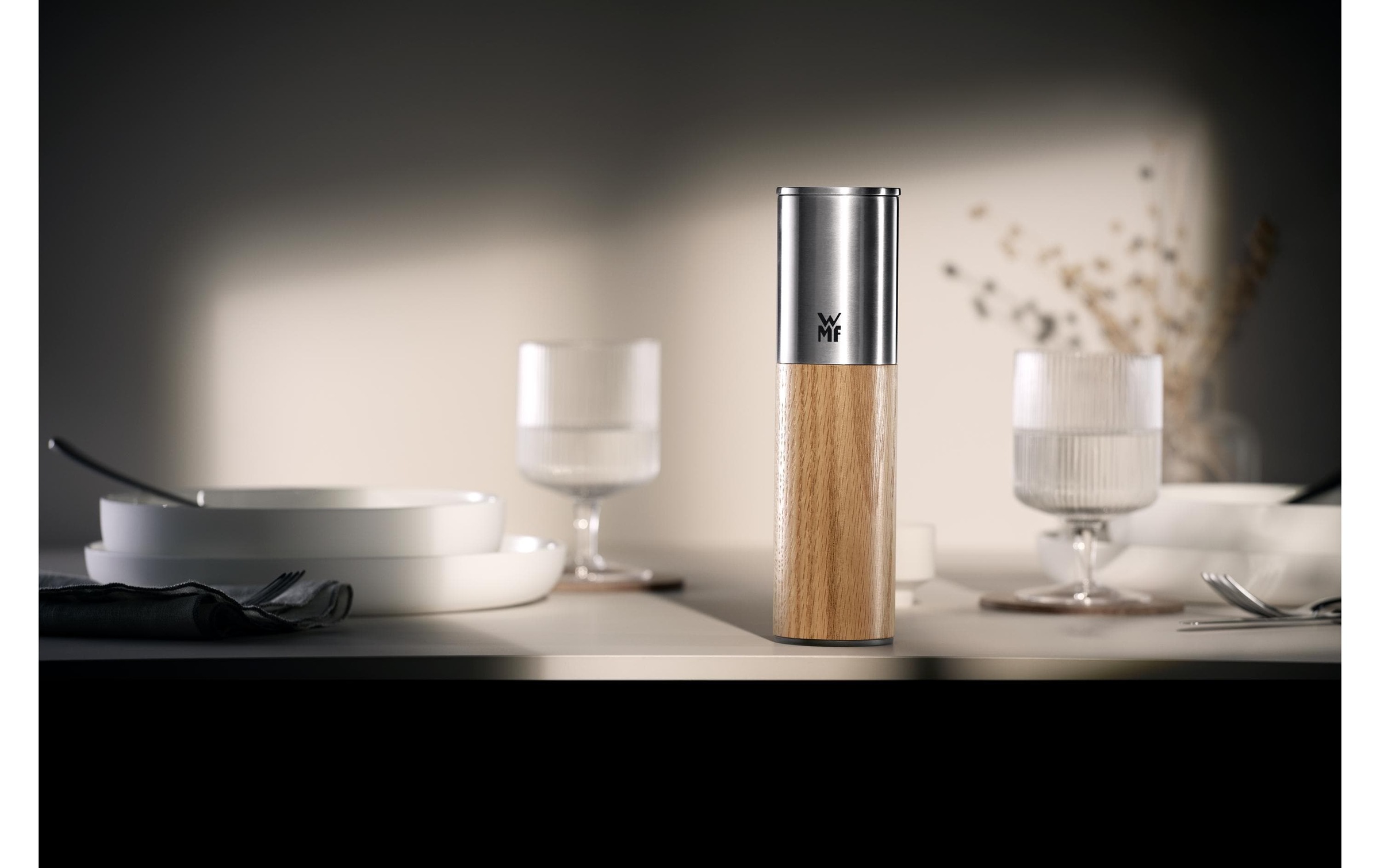 WMF Gewürzmühle »Nature Pro Edelstahl« Keramikmahlwerk, einstellbarer Mahlgrad, Aromaschutzdeckel, Holz