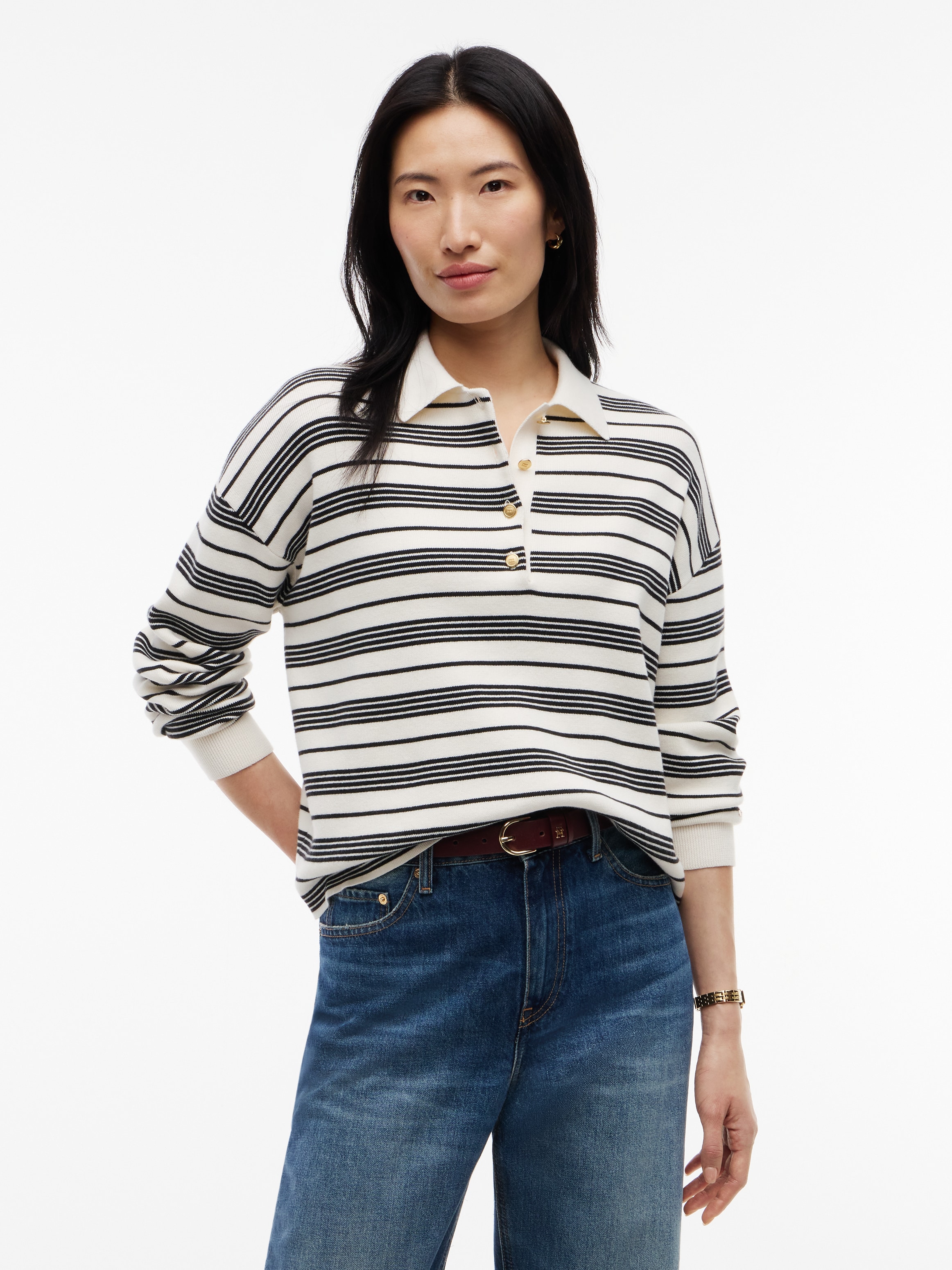 Image of Tommy Hilfiger Polokragenpullover "COTTON FULL NEEDLE POLO LS" Baumwolle