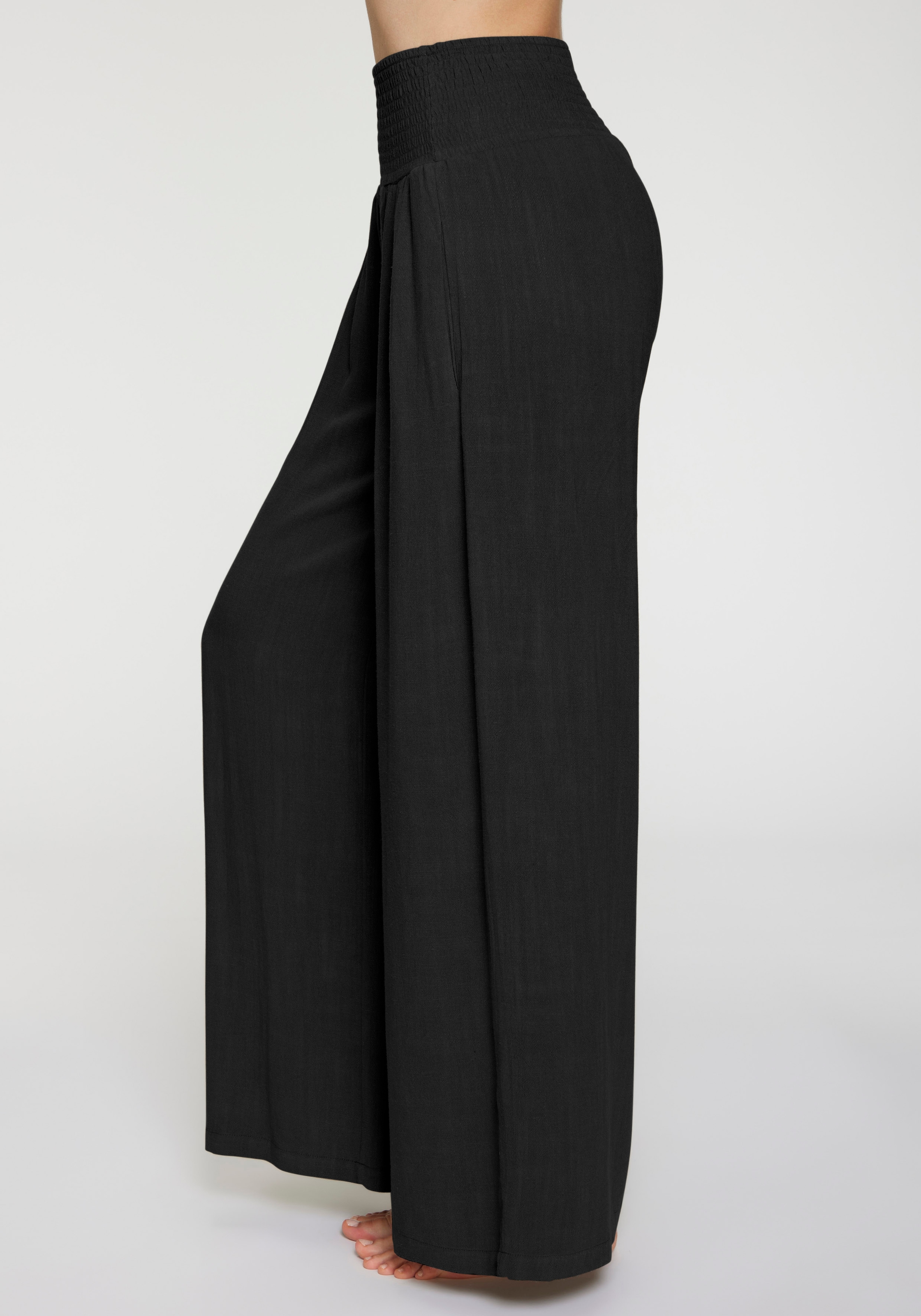 French Connection Pantalon en lin »mit hohem Smokbund«  pantalon palazzo large pour l'été, pantalon ample à enfiler, pantalon de plage