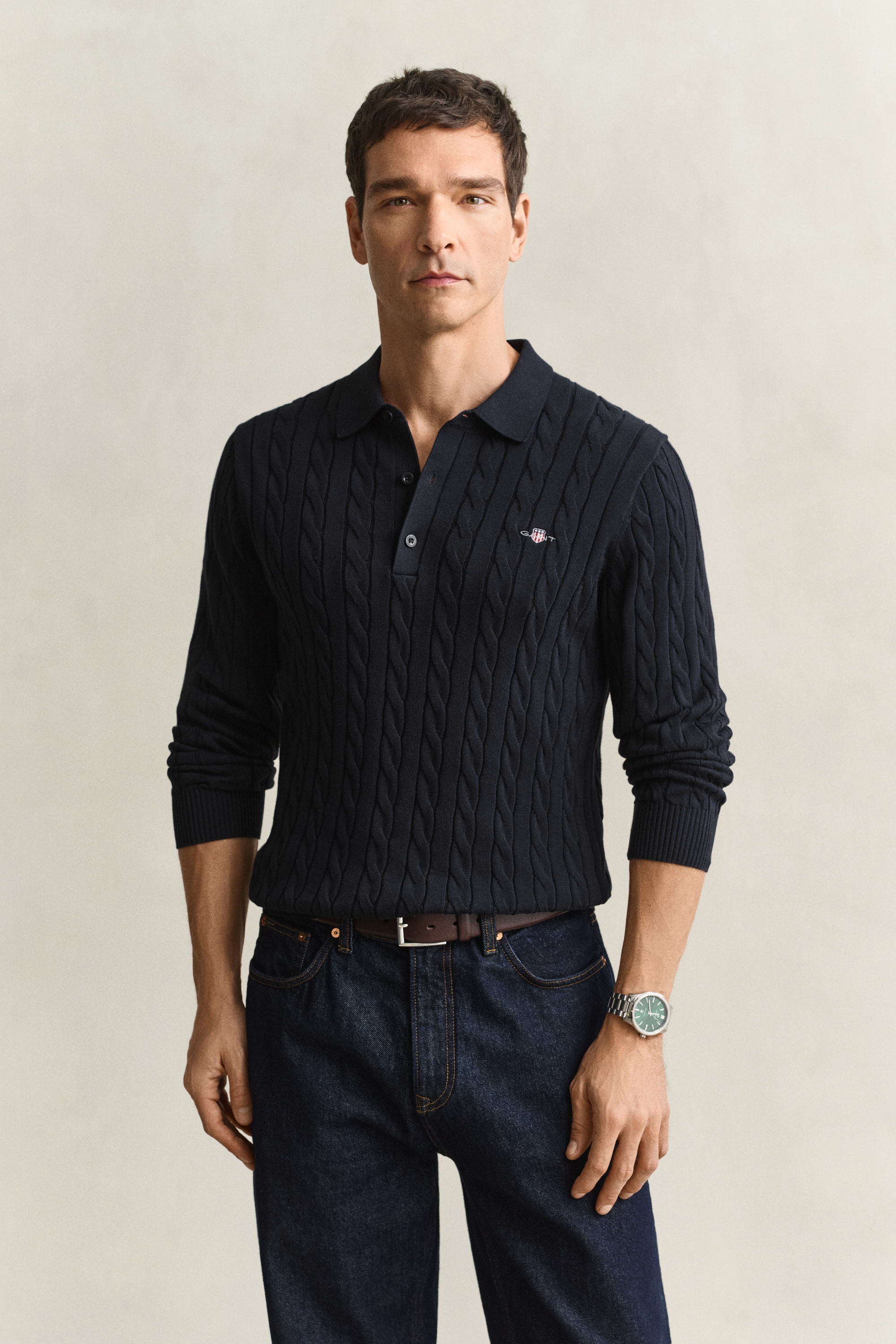 Image of Gant Polokragenpullover "COTTON CABLE POLO" Regular fit mit Polokragen