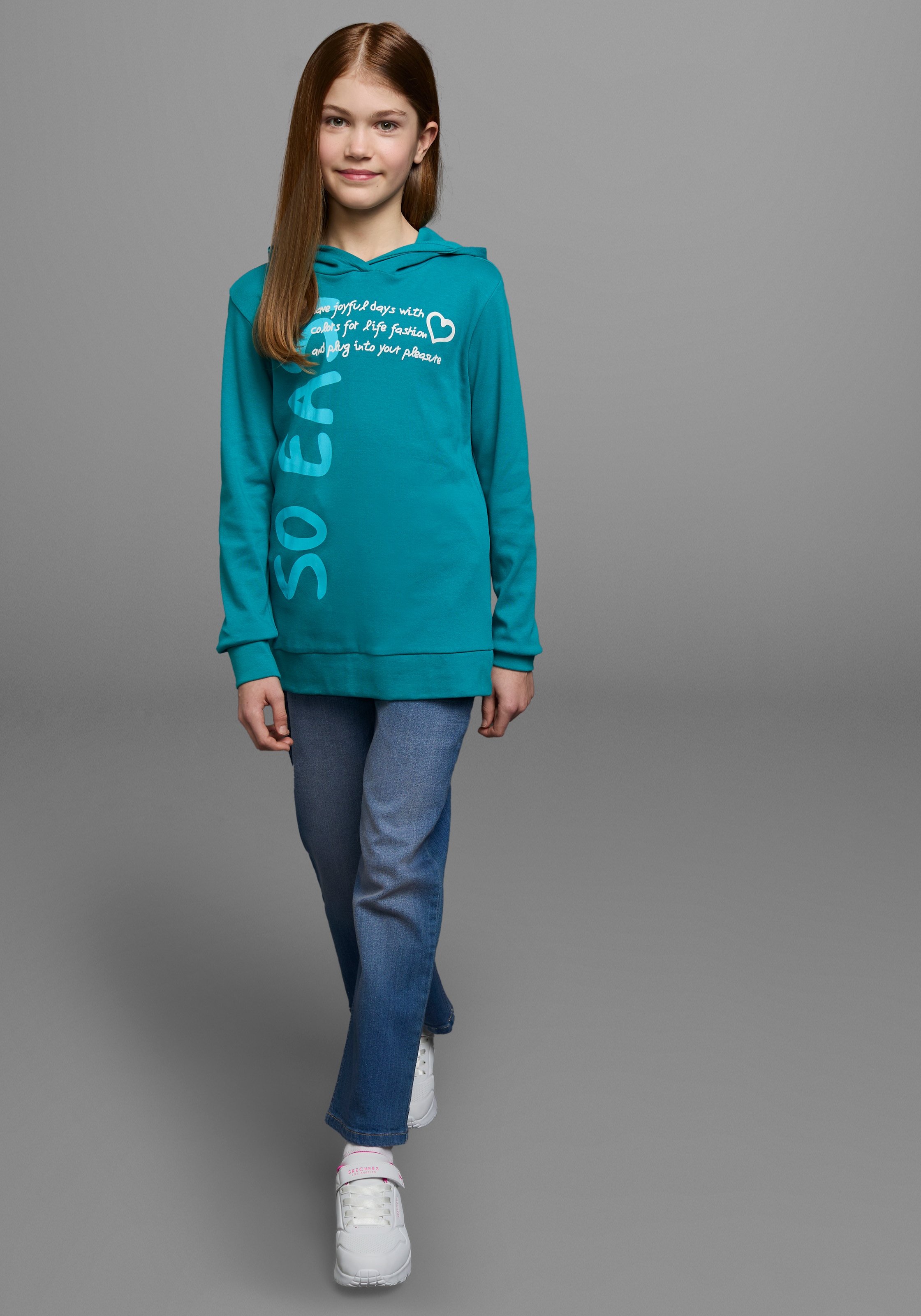 KIDSWORLD Kapuzenshirt »SO EASY - Print«, Langarm, Basic-Passform, mit modischen Drucken