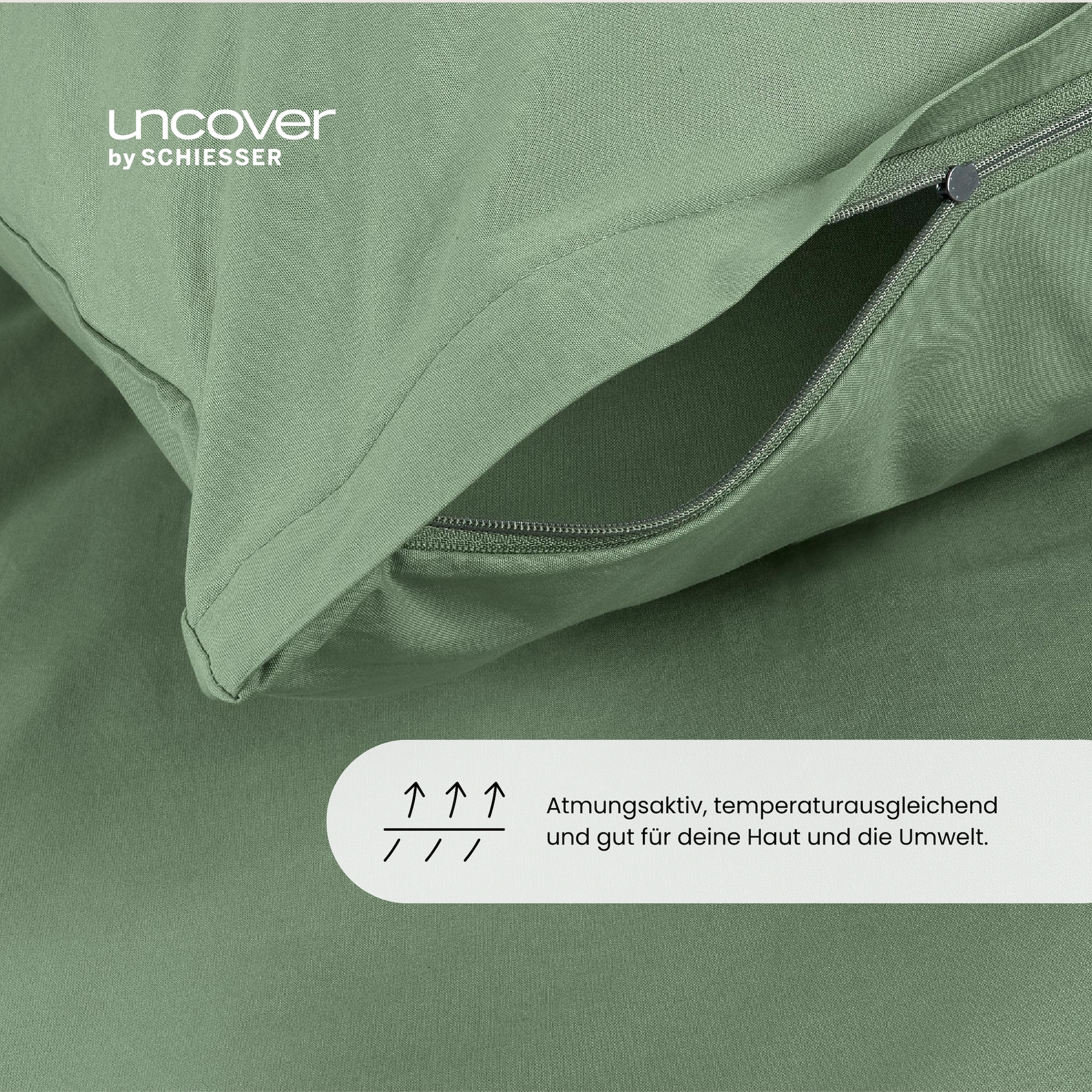 uncover by SCHIESSER Linge de lit »Soho aus weicher Baumwolle in gedeckten Uni-Farben« 2 cuis Made in Green