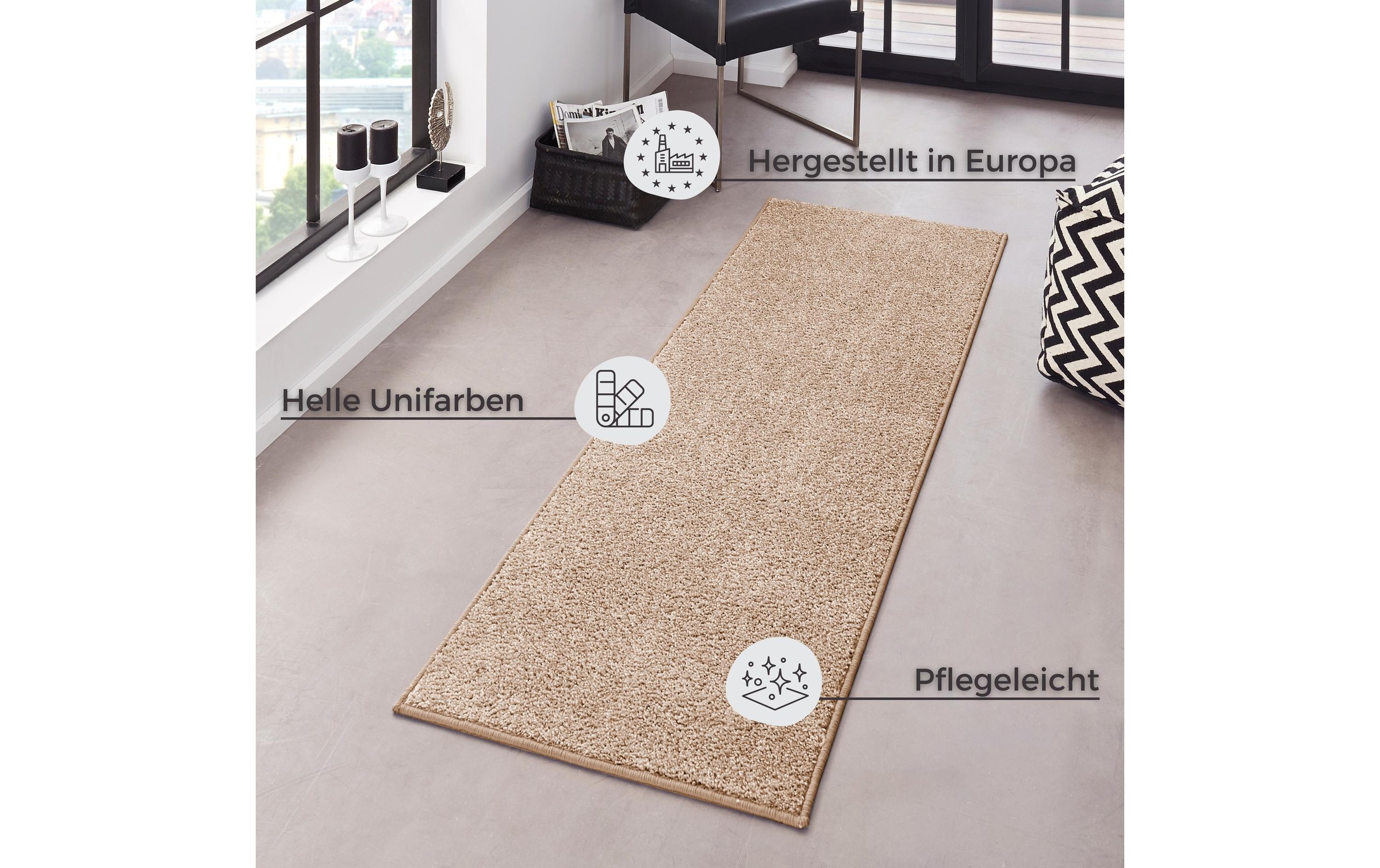 HANSE Home Teppich »Pure 100  Kurzflor« rechteckig 13 mm Höhe Kurzflor, uni, umkettelt, Läufer, Wohnzimmer, Kinderzimmer, Flur