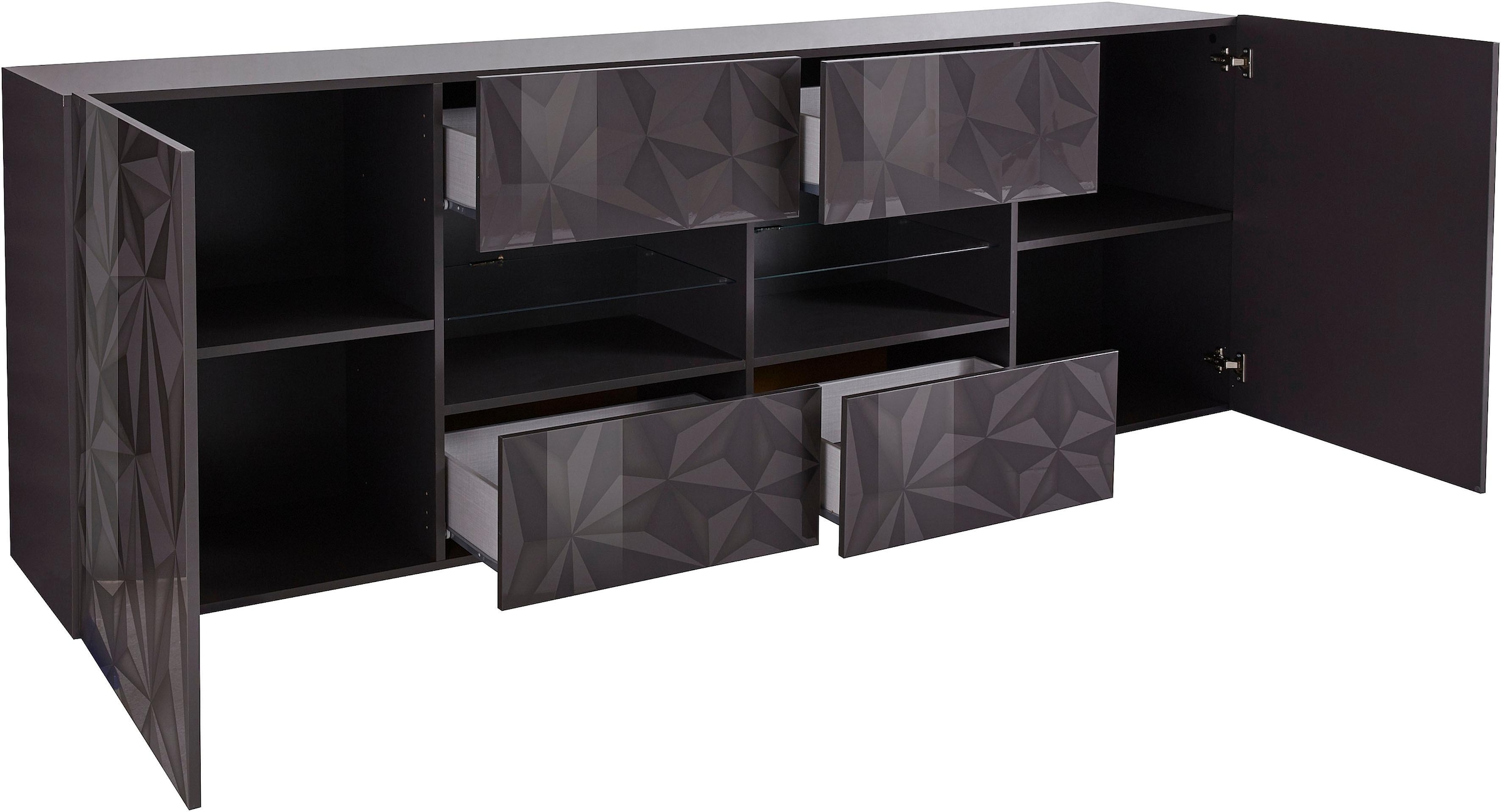 INOSIGN Sideboard »Prisma Breite 241, Kommode 2 Türen, 4 Schubkästen, Anrichte«, Front mit elegantem Siebdruck, grifflos, viel Stauraum