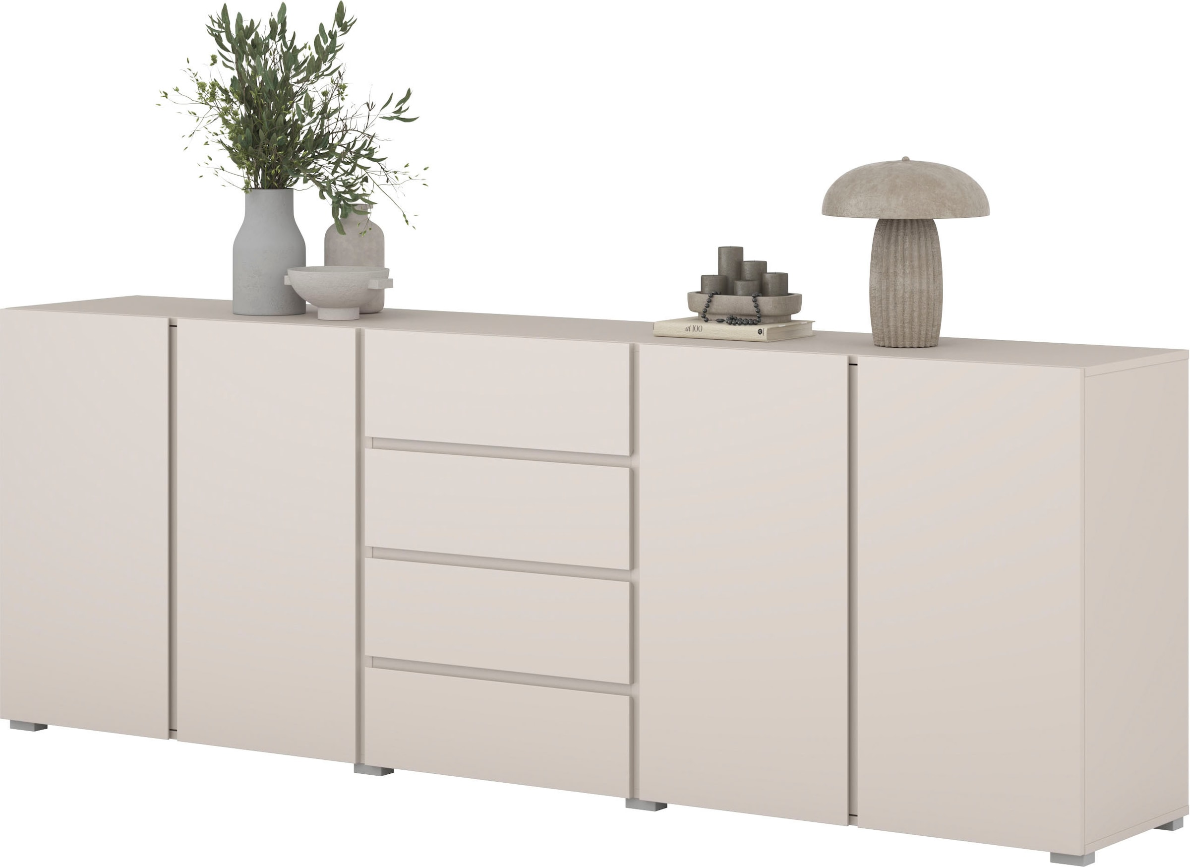 GOODproduct Sideboard »Metric,Breite 222 cm, grifflose Kommode 4 Türen/4 Schubkästen« Schubladenschrank mit viel Stauraum, Einlegeböden verstellbar