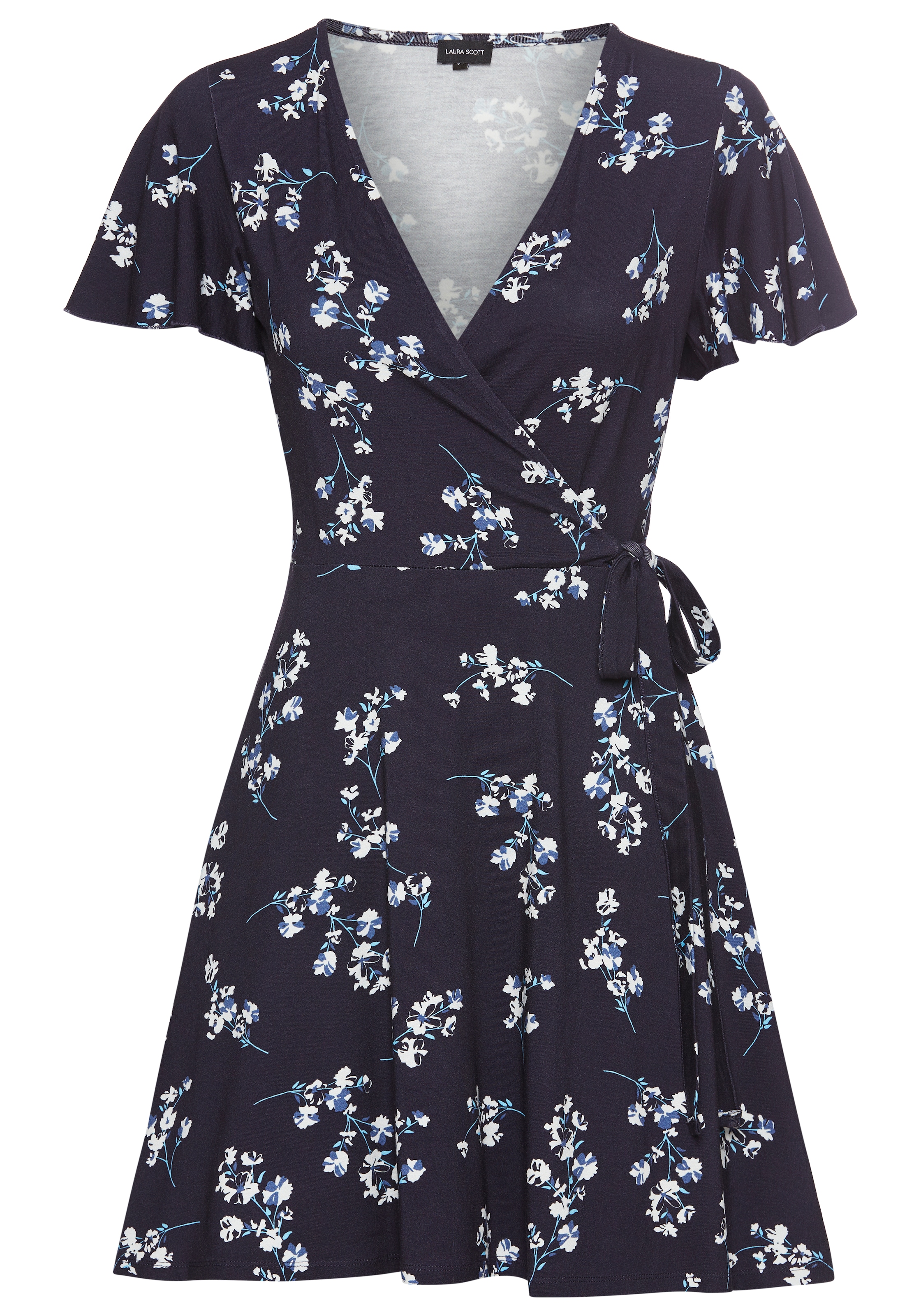 Laura Scott Sommerkleid, in Wickeloptik mit romantischer Blumendruck
