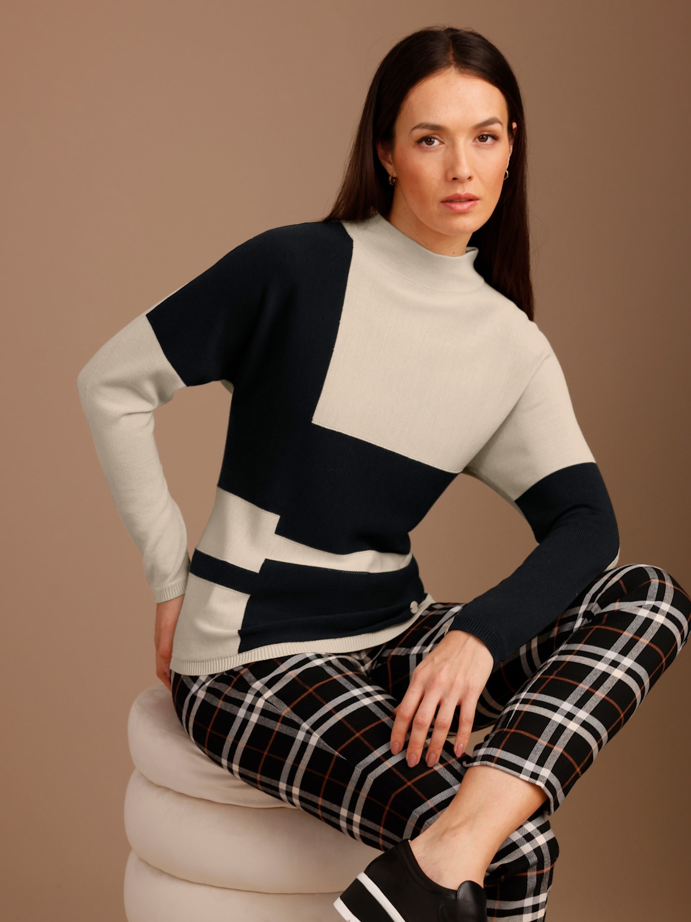 Image of CREATION L PREMIUM Stehkragenpullover "Merino-Lyocell-Pullover"