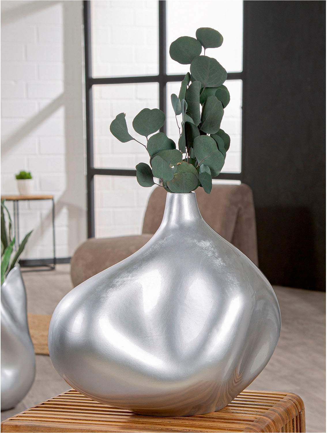 GILDE Tischvase »Vase organisch Jolie silberfarben H. 33,5 cm«