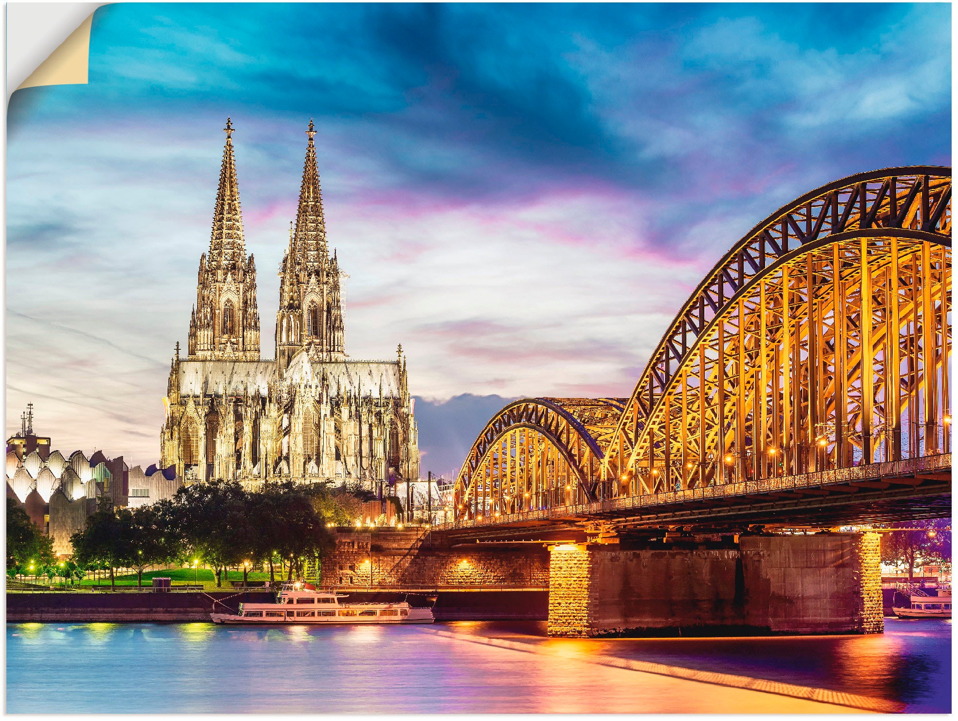 Image of Artland Wandbild »Dom und Brücke in Köln«, Deutschland, (1 St.), in vielen Grössen & Produktarten - Alubild / Outdoorbild für den Aussenbereich, Leinwandbild, Poster, Wandaufkleber / Wandtattoo auch für Badezimmer geeignet bei Ackermann Versand Schweiz