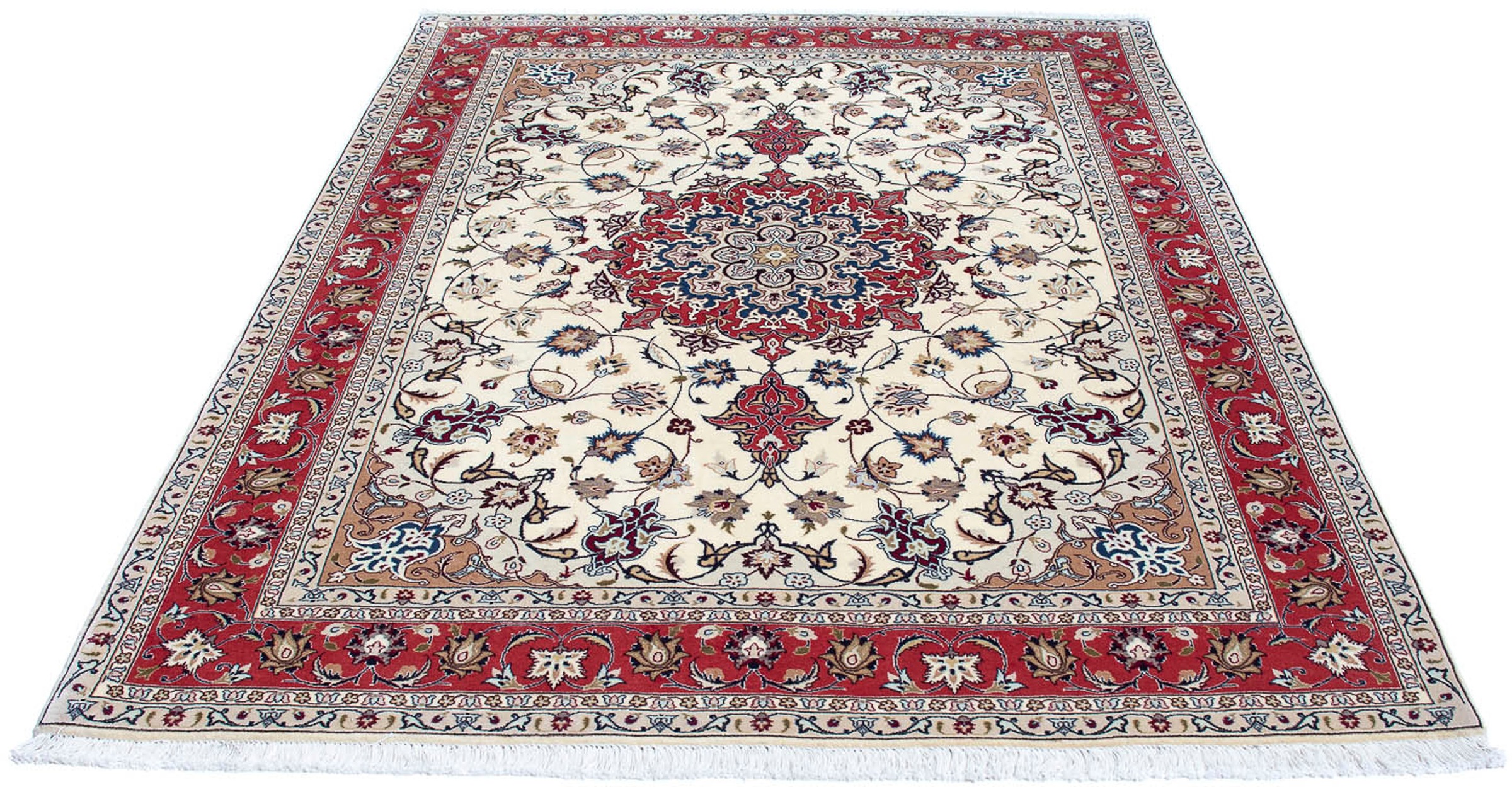 Image of morgenland Orientteppich »Perser - Täbriz - Royal - 200 x 151 cm - beige«, rechteckig, 7 mm Höhe, Wohnzimmer, Handgeknüpft, Einzelstück mit Zertifikat bei Ackermann Versand Schweiz