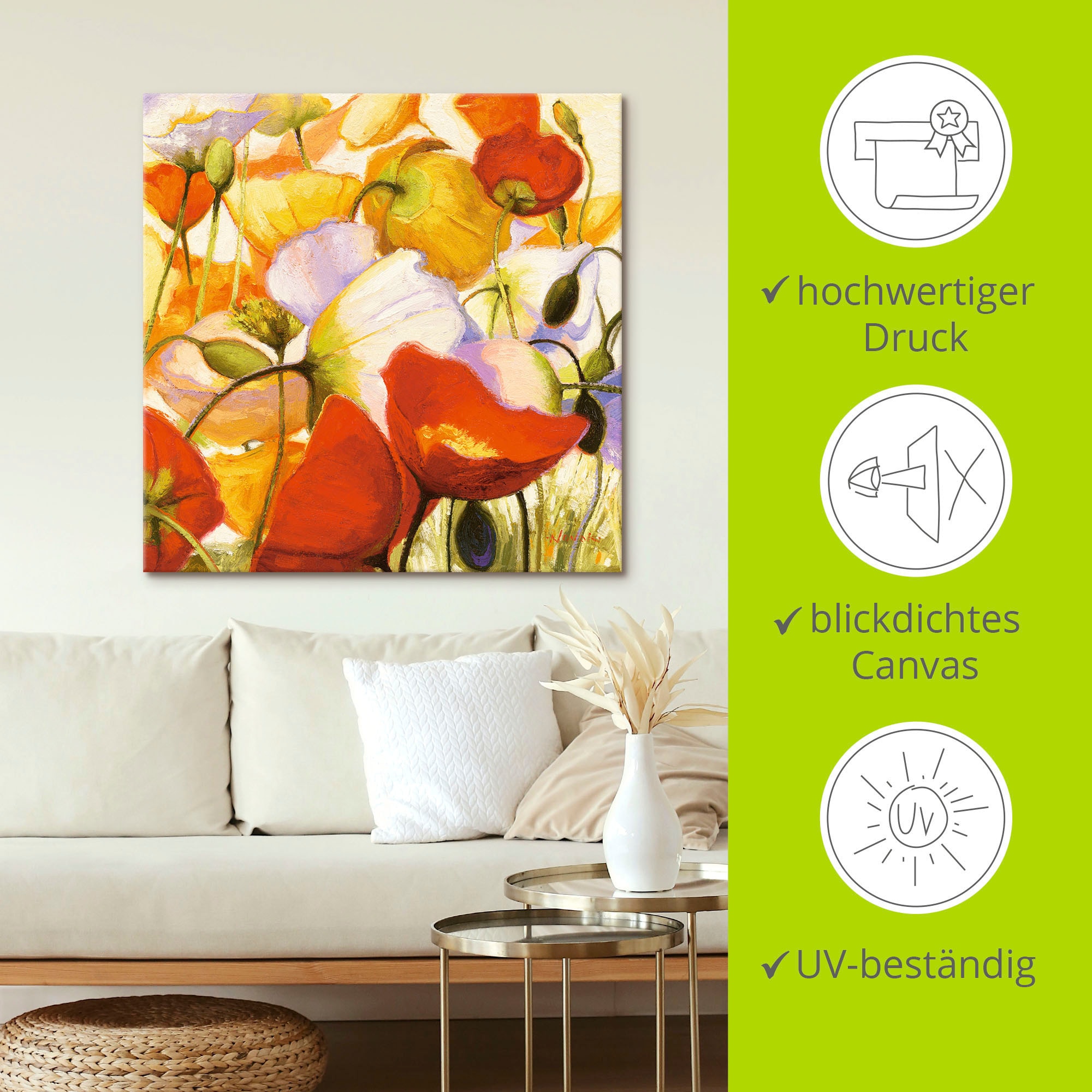 Artland Leinwandbild »Mohnblumen aus der Nähe«, Blumen, (1 St.), auf Keilrahmen gespannt