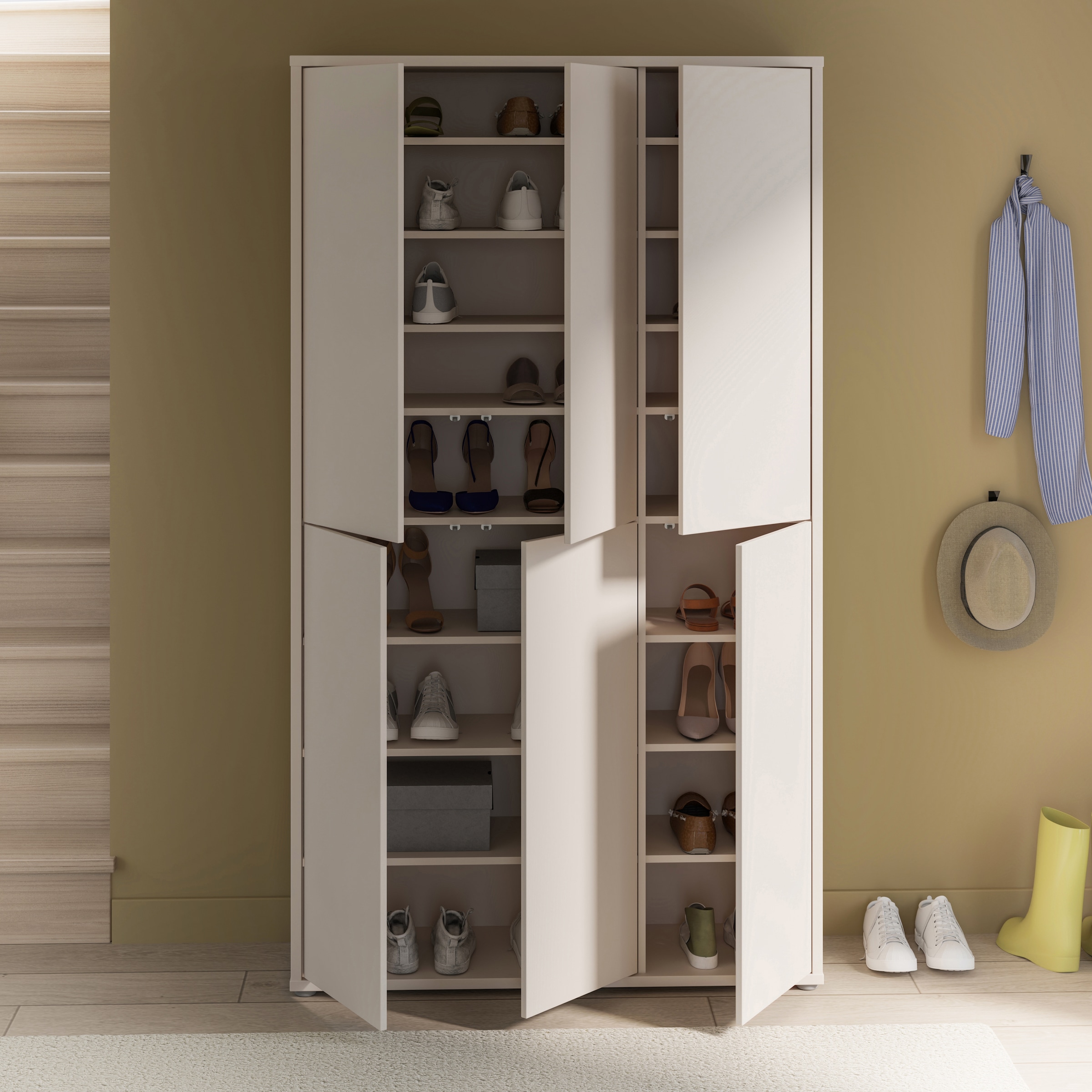 FORTE Armoire à chaussures »Alice Springs, Schuhschrank, B/H/T 109,2/191,9/34,9 cm, 36 Paar Schuhe« L/H/P 109,2/191,9/34,9 cm,  Armoire de rangement, armoire polyvalente, (L/H 109cm x 192cm), avec 16 étagères