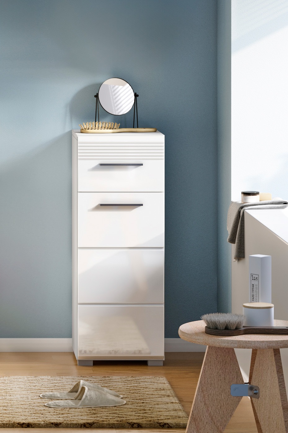 Home affaire Unterschrank "Malmö, Breite 30 cm, 1 Tür (Türanschlag wechselbar), 1 Schubkasten" in verschiedenen Farben erhältlich, Badmöbel, Badschrank, Kommode, Bad
