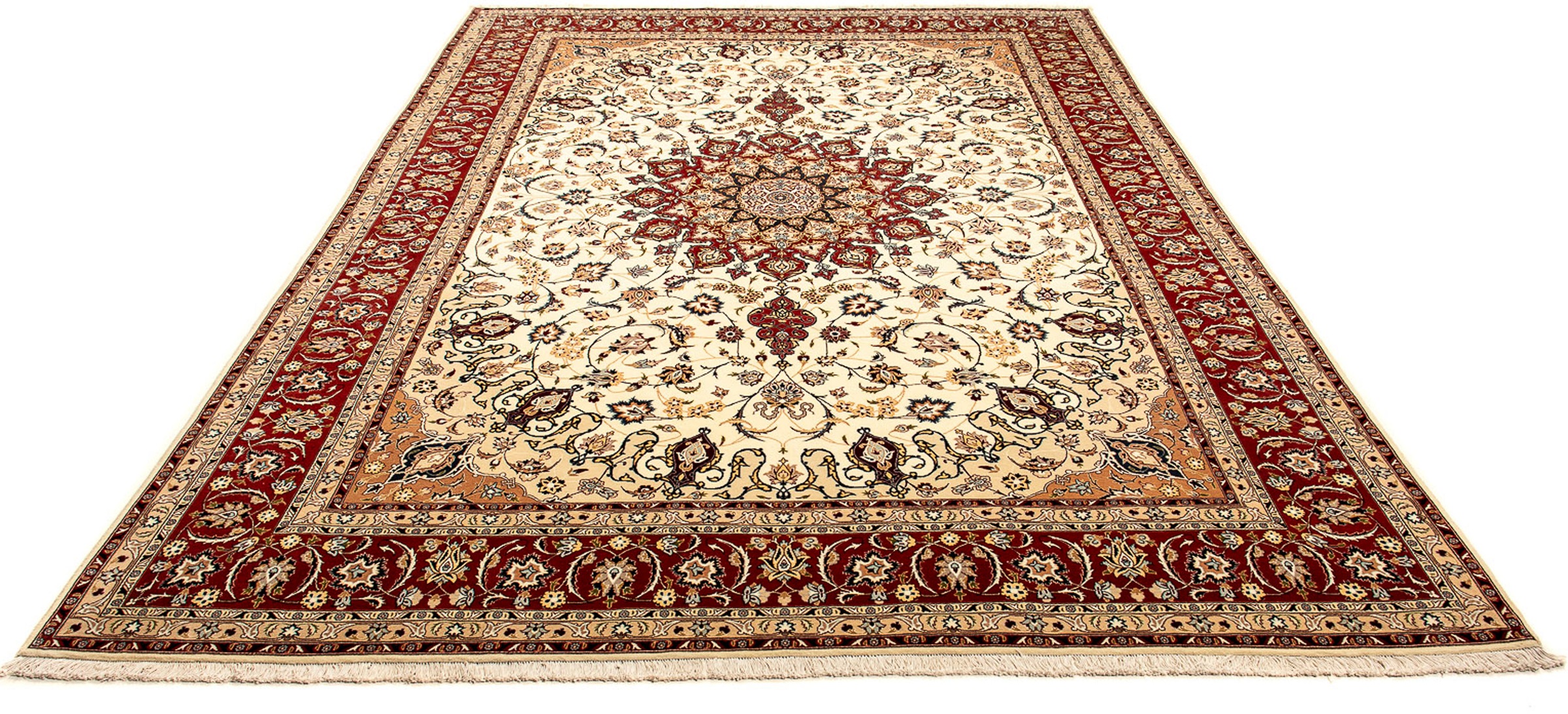 Image of morgenland Orientteppich »Perser - Täbriz - Royal - 372 x 251 cm - beige«, rechteckig, 7 mm Höhe, Wohnzimmer, Handgeknüpft, Einzelstück mit Zertifikat bei Ackermann Versand Schweiz