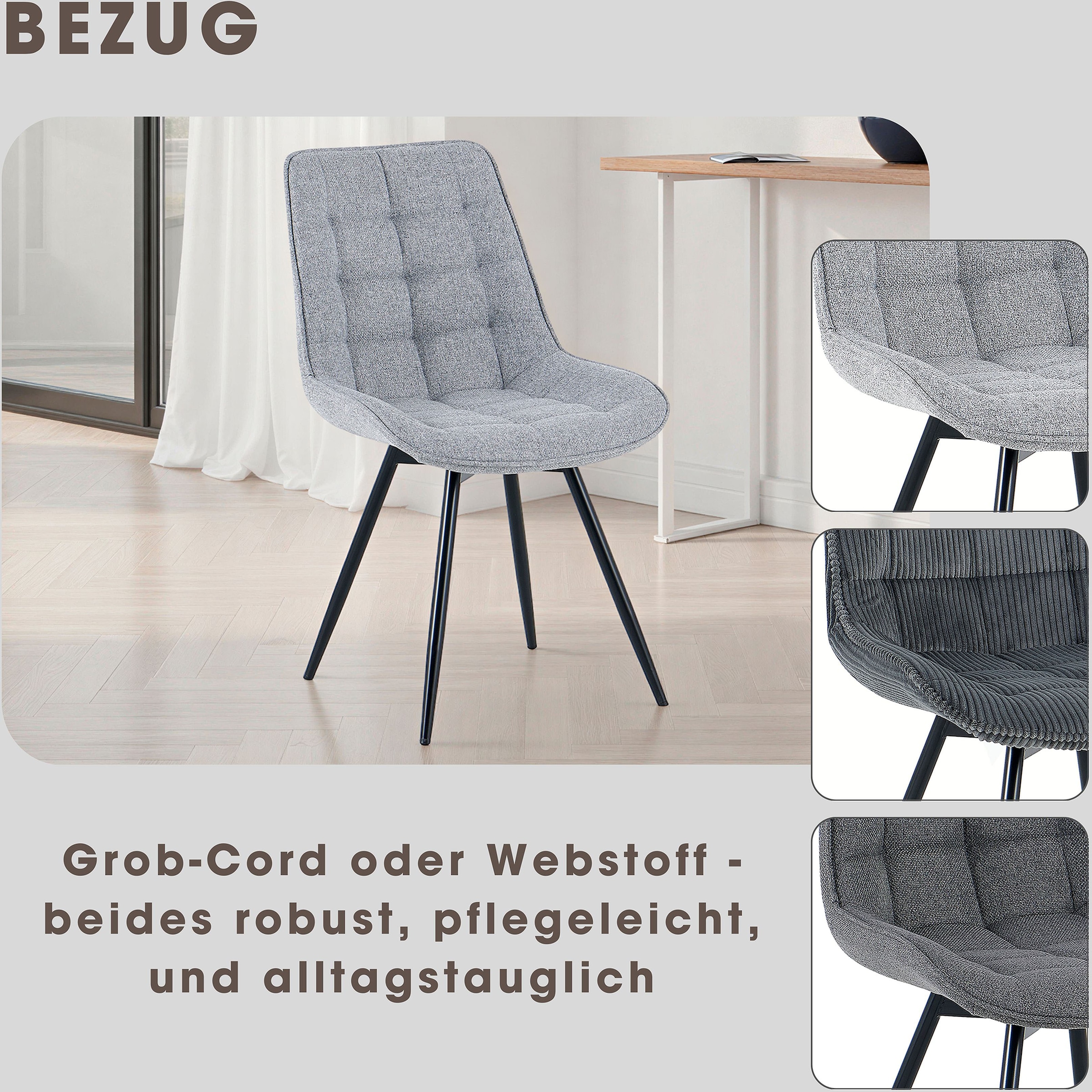 GOODproduct Esszimmerstuhl »Catania« (Set) 2 Stk.bequemer Stuhl, 360 Grad drehbar in verschiedenen Stoffen und Farben.
